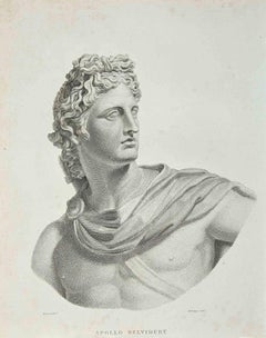 Portrait of Apollo Belvidere - Original Etching by Thomas Holloway - 1810