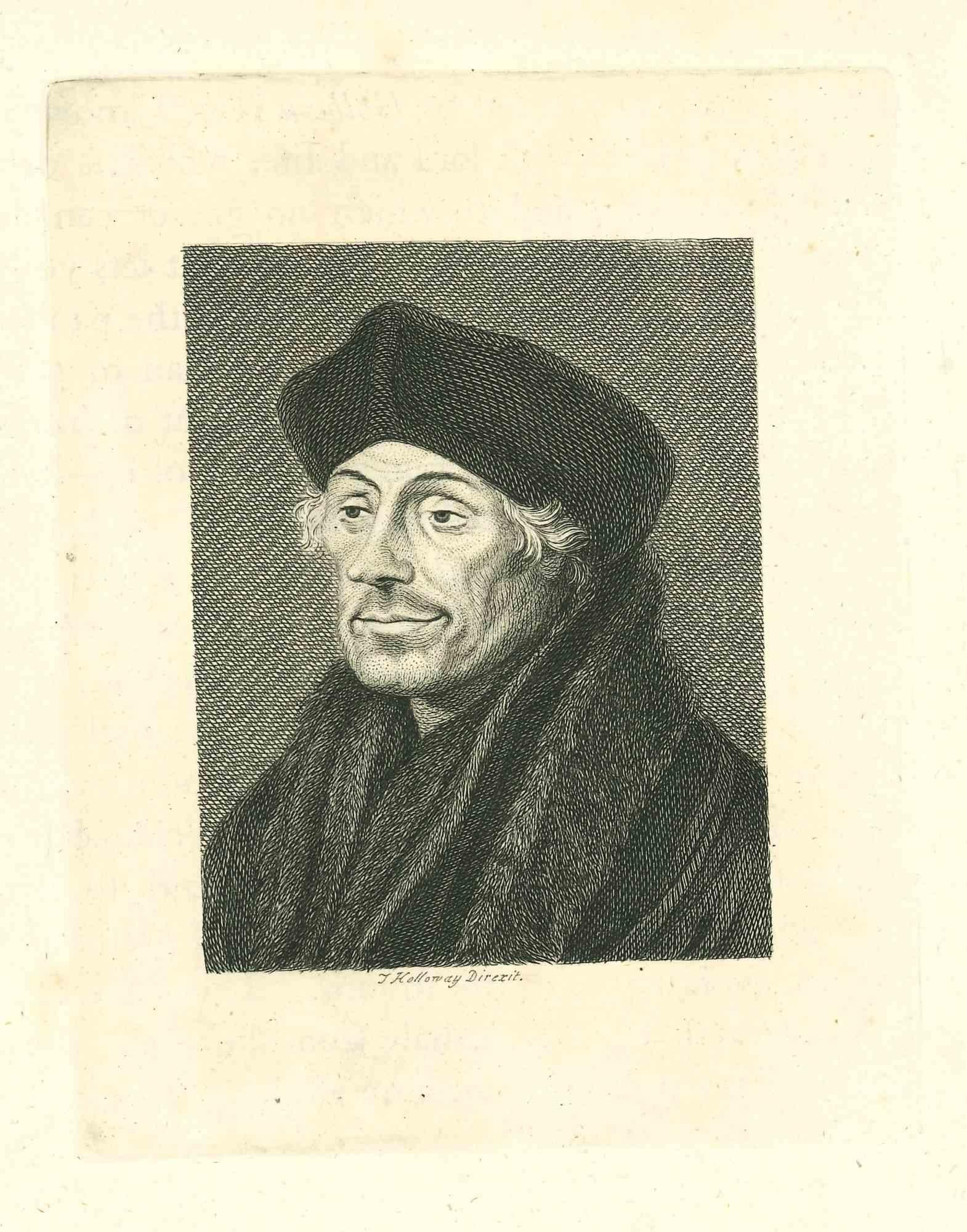 Porträt von Erasmus aus Rotterdam – Original-Radierung von Thomas Holloway – 1810