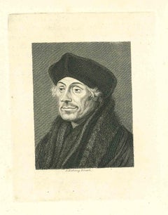 Portrait d'Eases Erasmus de Rotterdam - gravure originale de Thomas Holloway - 1810