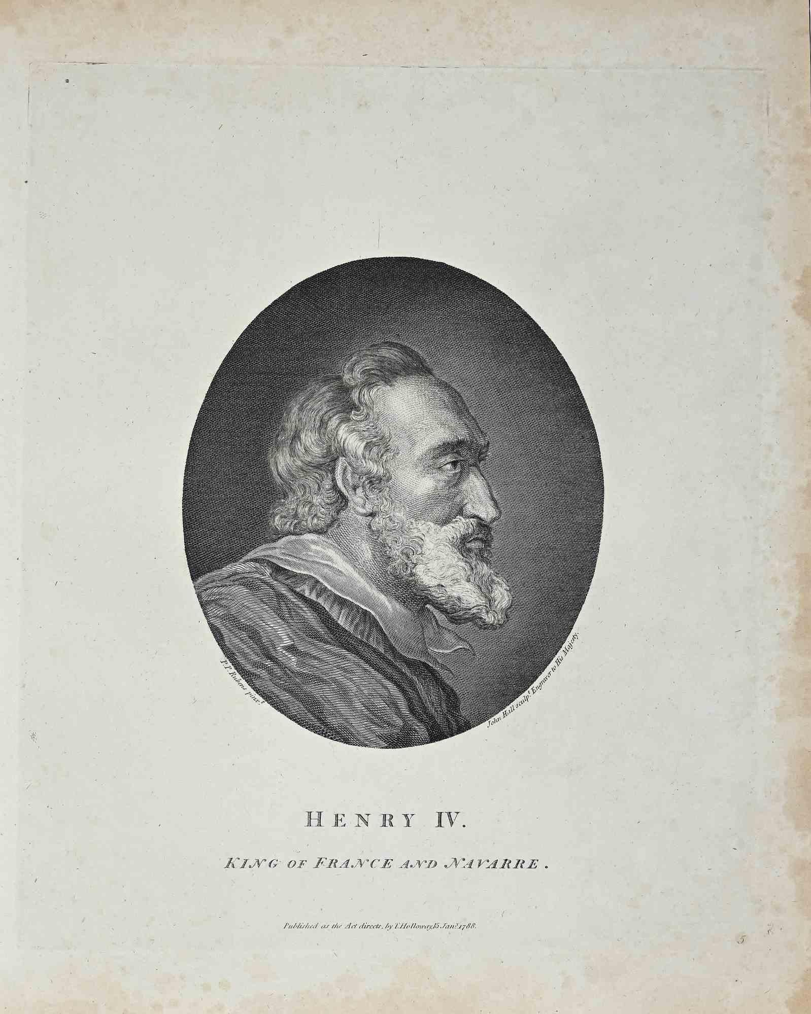 Portrait d'Henri IV  est une œuvre d'art originale réalisée par Thomas Holloway (1748 - 1827).

Gravure originale de J.C. Essais de Lavater sur la physiognomonie, destinés à promouvoir la connaissance et l'amour de l'humanité", Londres, Bensley,