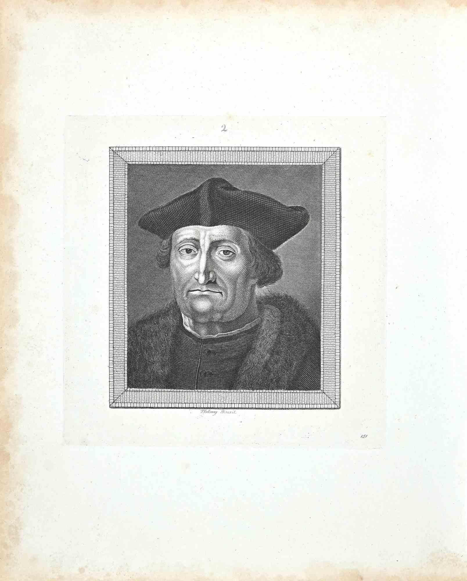 Portrait of Man ist eine Original-Radierung von Thomas Holloway für Johann Caspar Lavaters "Essays on Physiognomy, Designed to Promote the Knowledge and the Love of Mankind", London, Bensley, 1810. 

Signiert auf der unteren, auf der Platte.

Guter