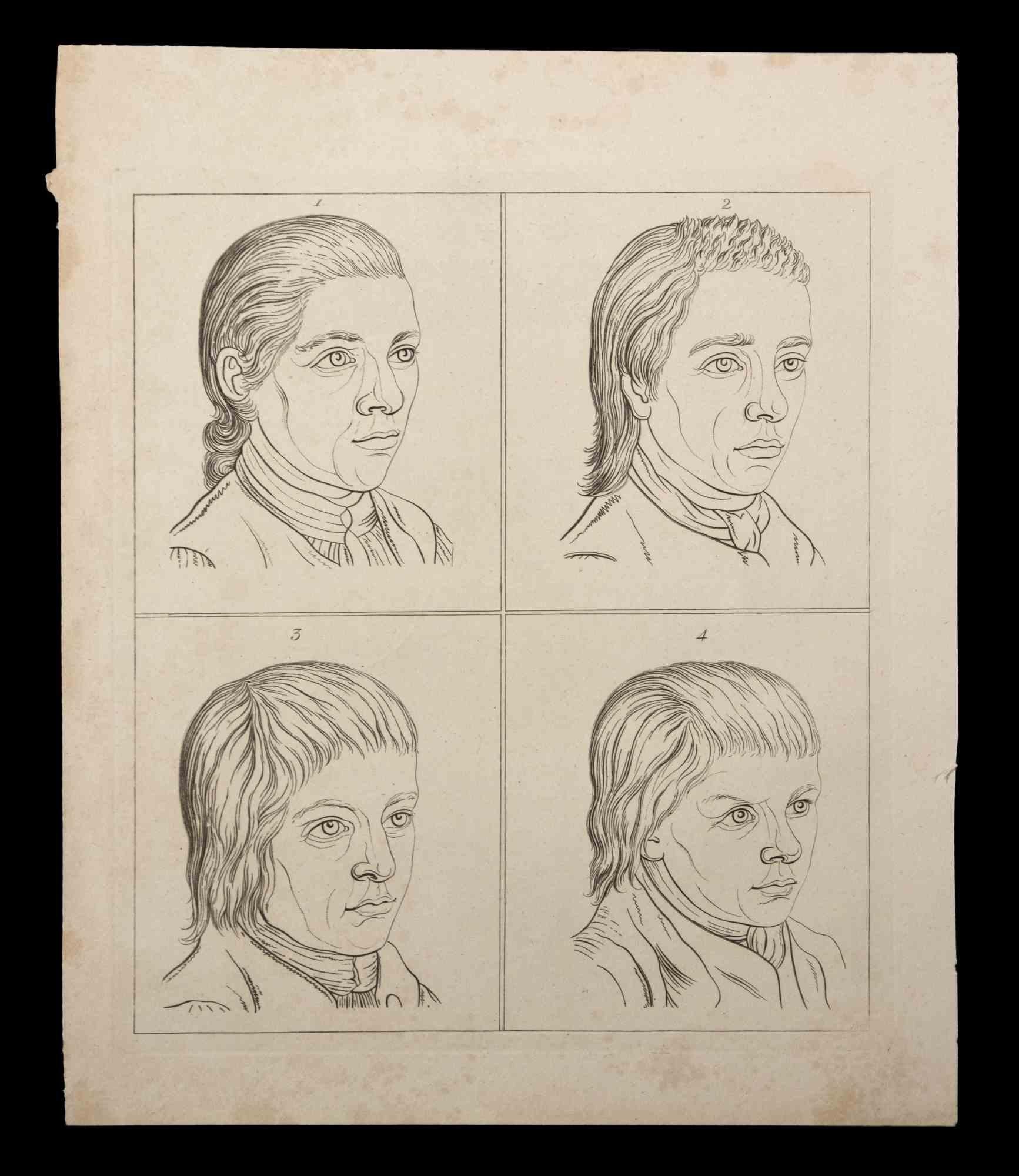 Portrait of men is an original etching artwork realized by Thomas Holloway for Johann Caspar Lavater's "Essays on Physiognomy, Designed to Promote the Knowledge and the Love of Mankind", London, Bensley, 1810. 

This artwork represents the portrait