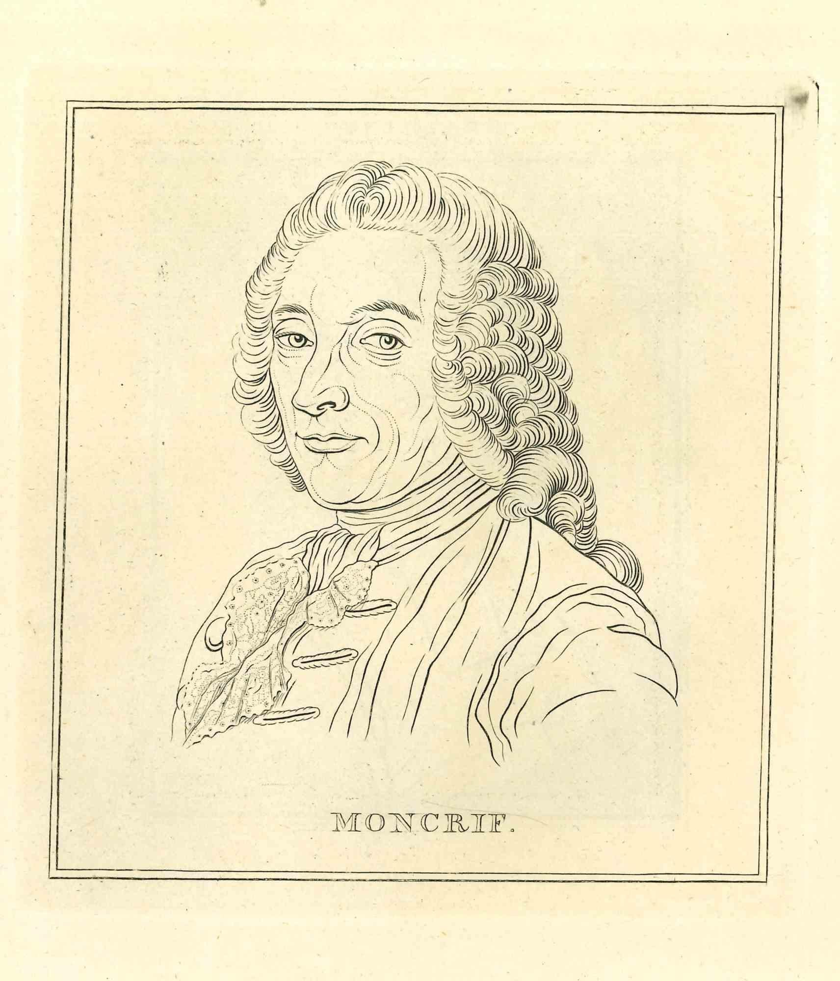 Portrait of Moncrif is an original artwork realized by Thomas Holloway for Johann Caspar Lavater's  "Essays on Physiognomy, Designed to promote the Knowledge and the Love of Mankind", London, Bensley, 1810. 

This artwork portrays Moncrif. On the