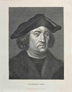 Antique Portrait of Sir Thomas More - Original Etching by Thomas Holloway - 1810