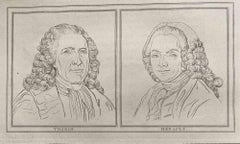 Portrait of Voisin and Henault - Original Etching by Thomas Holloway - 1810