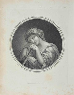 Antique Portrait of Woman - Original Etching by Thomas Holloway - 1810