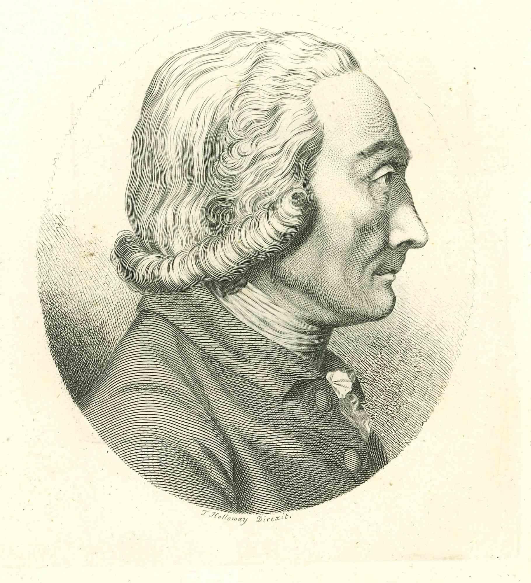 Portrait is an original artwork realized by Thomas Holloway.

Original Etching from Johann Caspar Lavater's "Essays on Physiognomy, Designed to promote the Knowledge and the Love of Mankind", London, Bensley, 1810. 

This artwork portrays a man. On