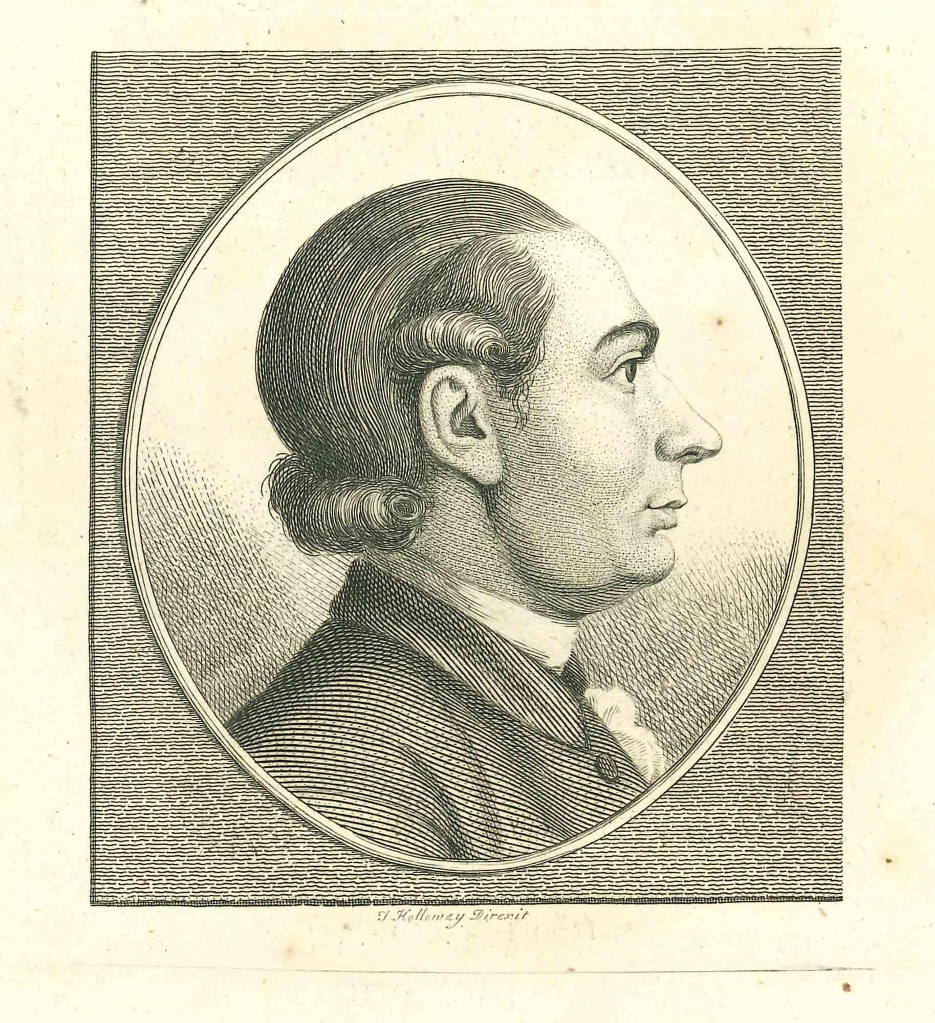 Portrait is an original artwork realized by Thomas Holloway (1748-1827).

Original Etching from Johann Caspar Lavater's "Essays on Physiognomy, Designed to promote the Knowledge and the Love of Mankind", London, Bensley, 1810. 

This artwork