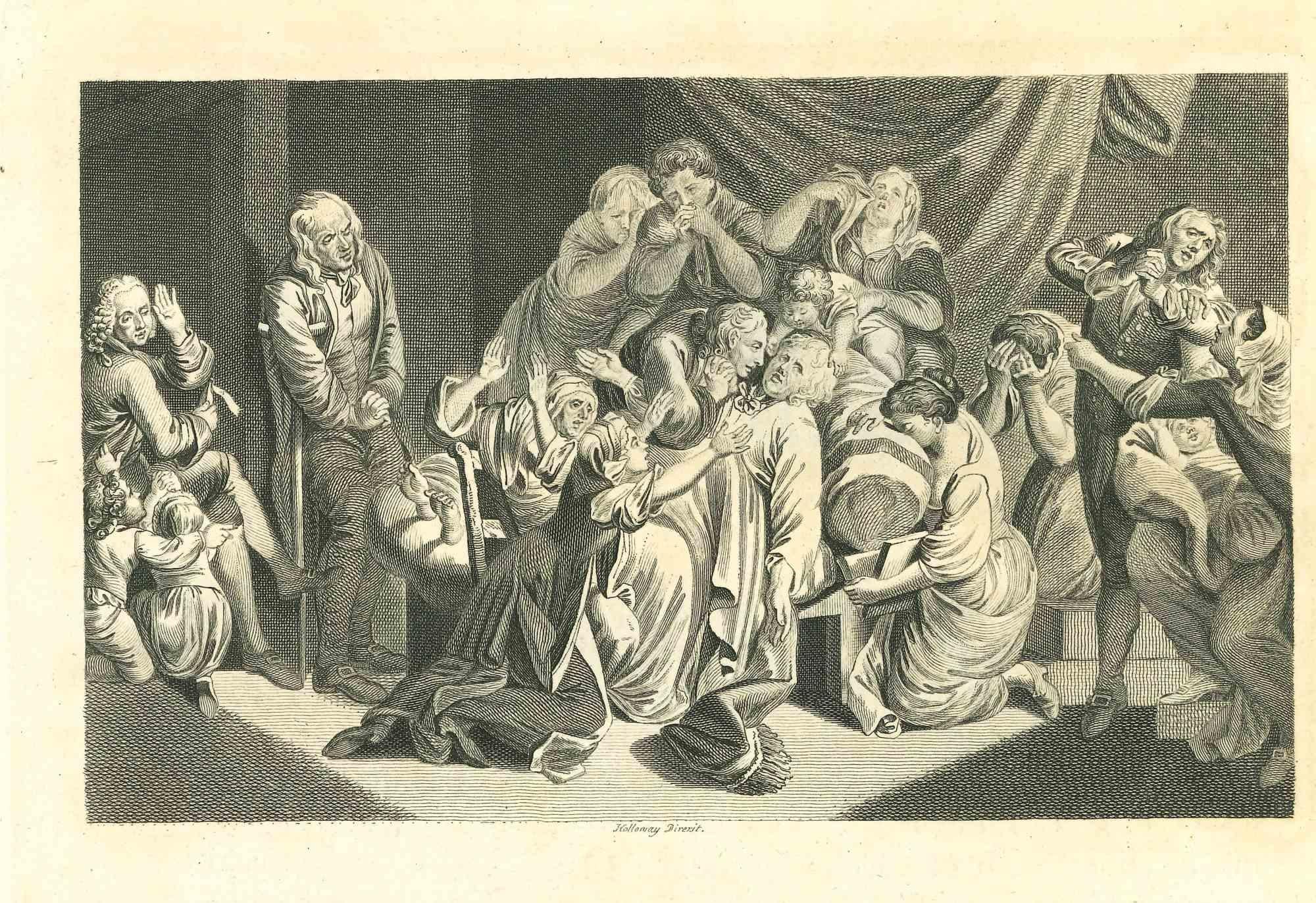 Reactions to Death is an original artwork realized by Thomas Holloway for Johann Caspar Lavater's  "Essays on Physiognomy, Designed to promote the Knowledge and the Love of Mankind", London, Bensley, 1810. 

This artwork portrays a historical scene.