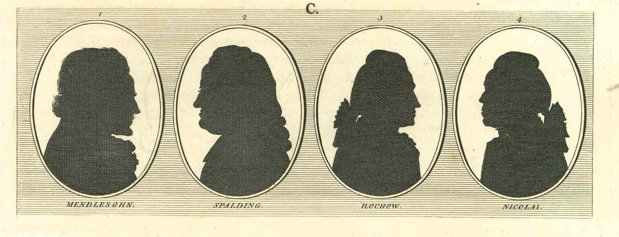 Silhouettes ist eine Original-Radierung von Thomas Holloway für Johann Caspar Lavaters "Essays on Physiognomy, Designed to Promote the Knowledge and the Love of Mankind", London, Bensley, 1810. 

Gute Bedingungen.

Johann Caspar Lavater war ein