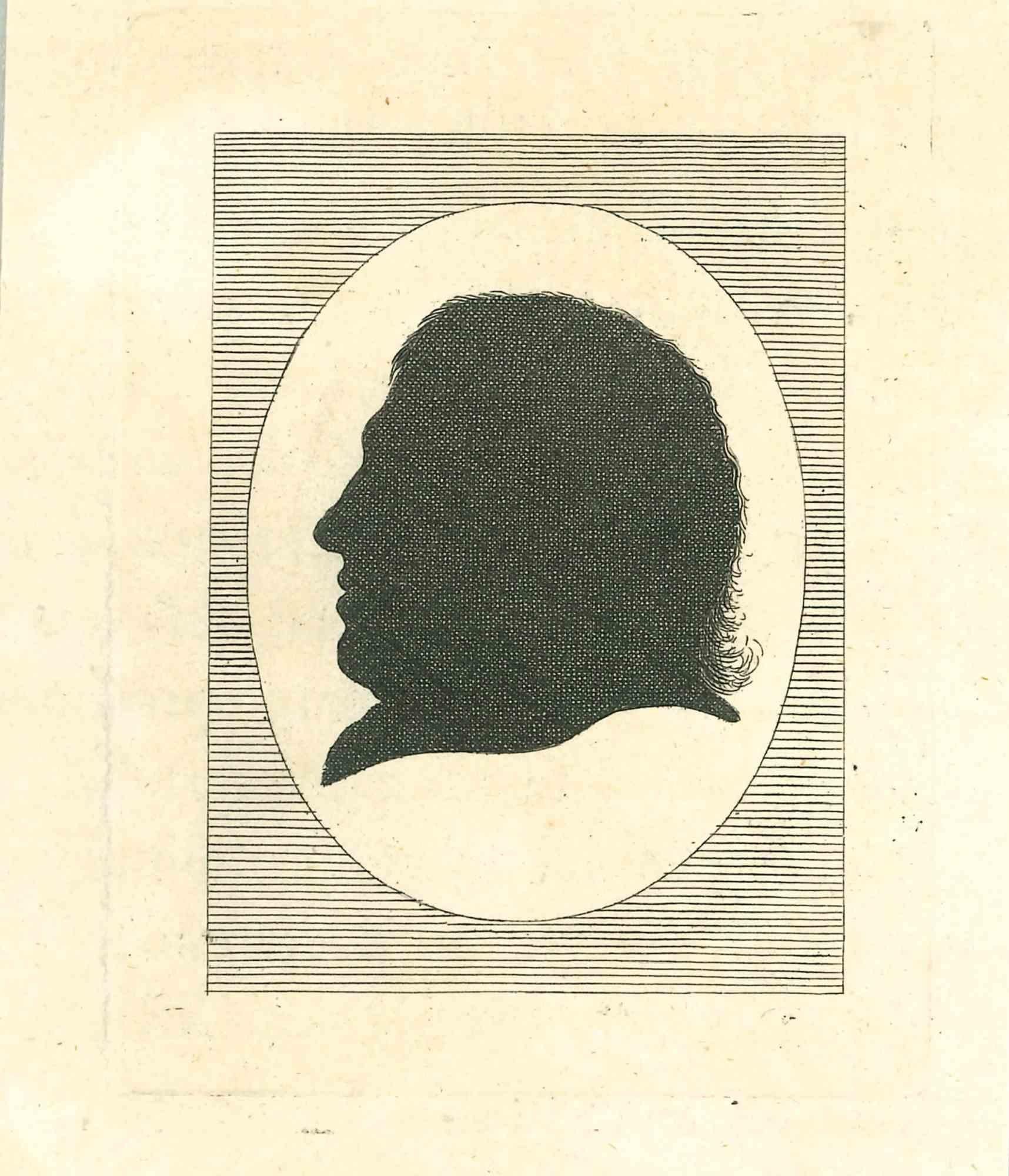 The Silhouette Profile - The Physiognomy is an original etching artwork realized by Thomas Holloway for Johann Caspar Lavater's "Essays on Physiognomy, Designed to Promote the Knowledge and the Love of Mankind", London, Bensley, 1810. 

Good