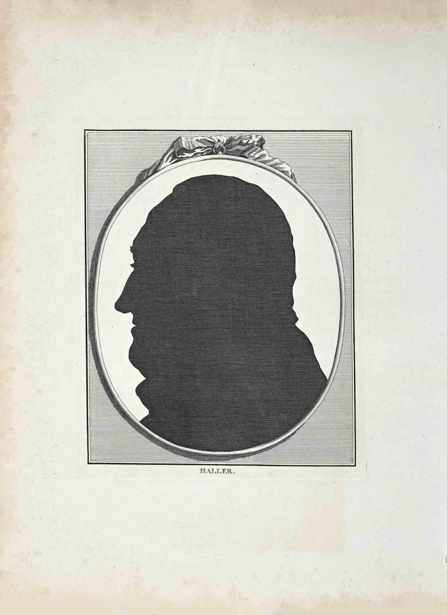 Silhouette ist ein Original-Kunstwerk von Thomas Holloway (1748 - 1827).

Original-Radierung von J.C. Lavater's "Essays on Physiognomy, Designed to promote the Knowledge and the Love of Mankind", London, Bensley, 1810. 

Dieses Kunstwerk stellt die