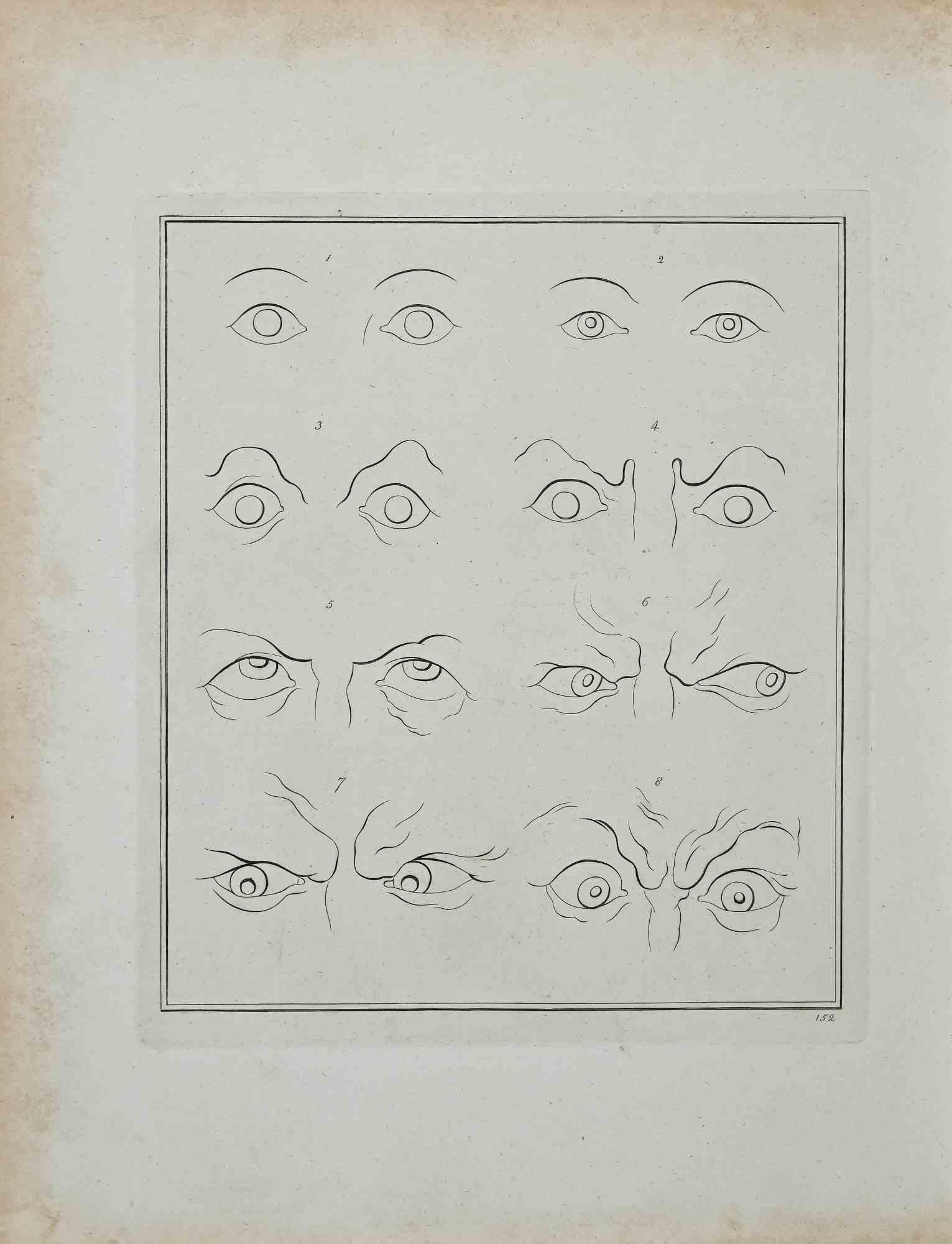 The Eyes and Eyebrows - The Physiog - Original Etching by Thomas Holloway - 1810