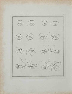 Gli occhi e le sopracciglia - Il fisiogramma - Acquaforte originale di Thomas Holloway - 1810