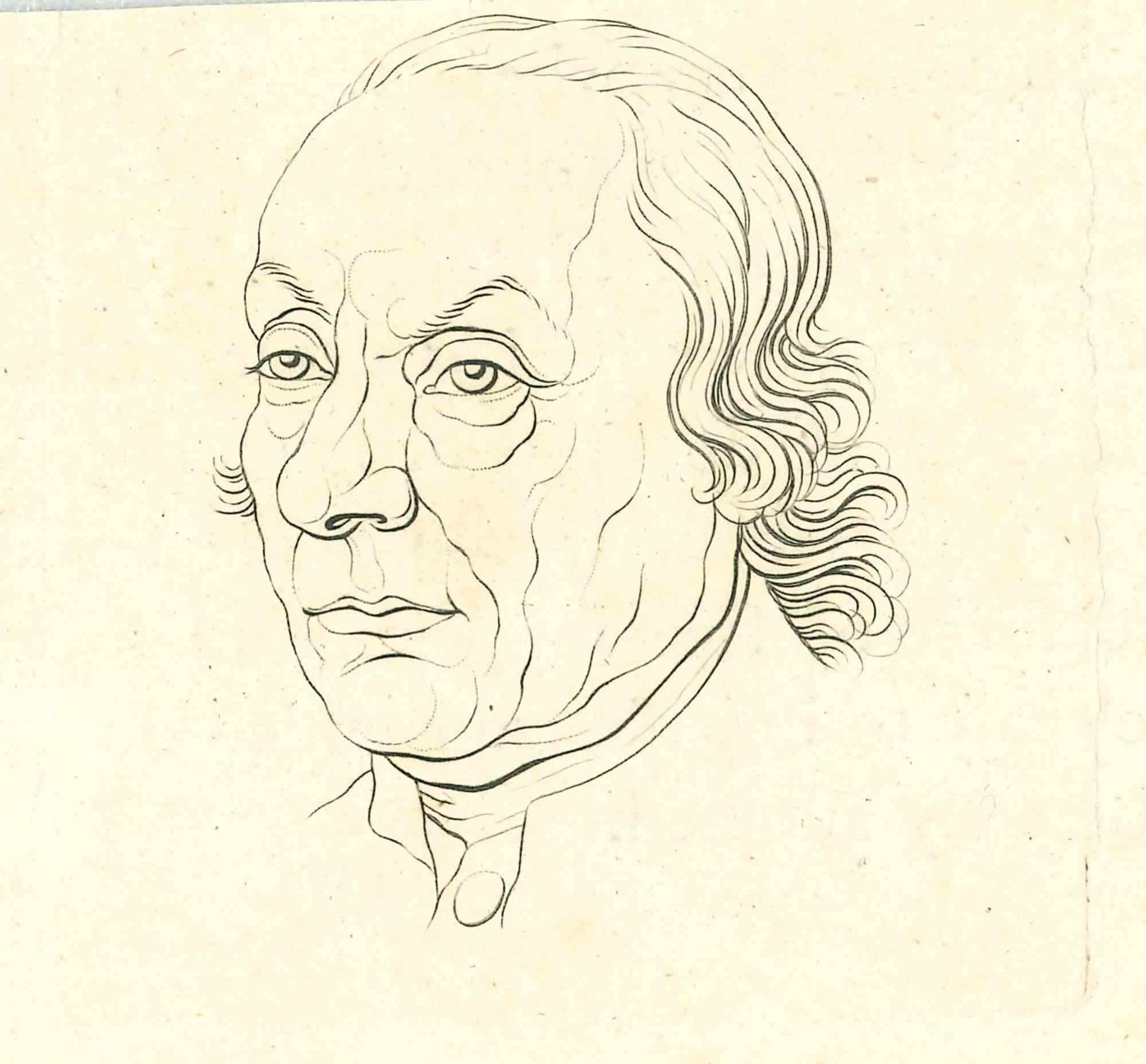 The Physiognomy - Portrait is an original etching artwork realized by Thomas Holloway for Johann Caspar Lavater's "Essays on Physiognomy, Designed to Promote the Knowledge and the Love of Mankind", London, Bensley, 1810. 

Good conditions.

With