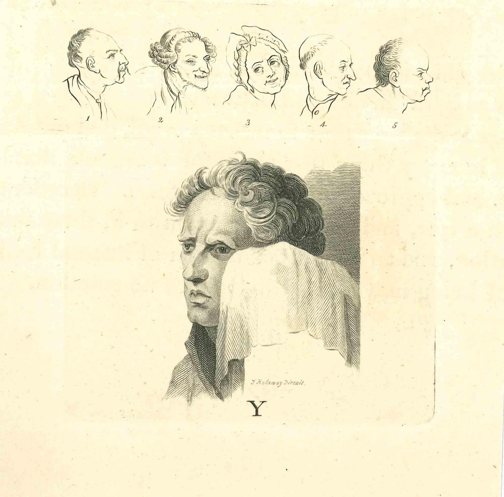 The Physiognomy - The Face - Original Etching by Thomas Holloway - 1810