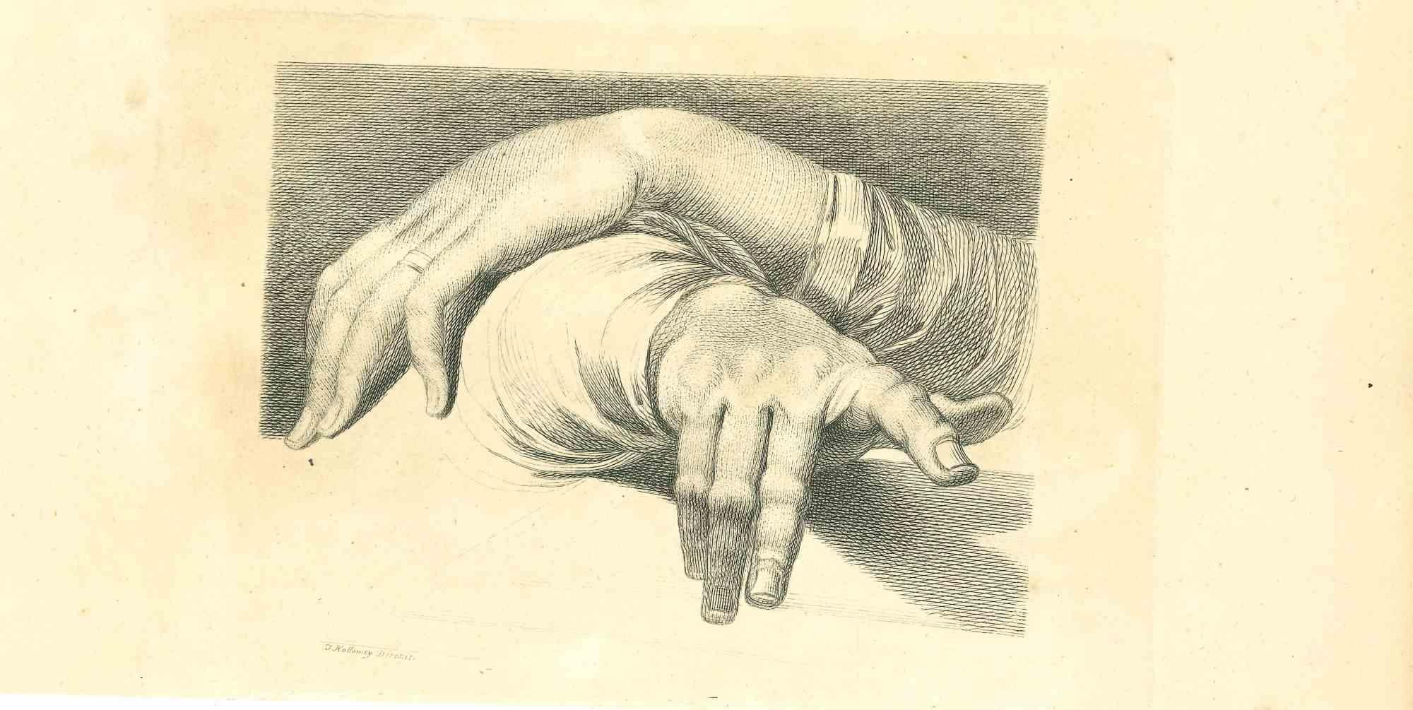 The Physiognomy - The Hands ist eine Original-Radierung von Thomas Holloway für Johann Caspar Lavaters "Essays on Physiognomy, Designed to Promote the Knowledge and the Love of Mankind", London, Bensley, 1810. 

Signiert auf der Platte unten