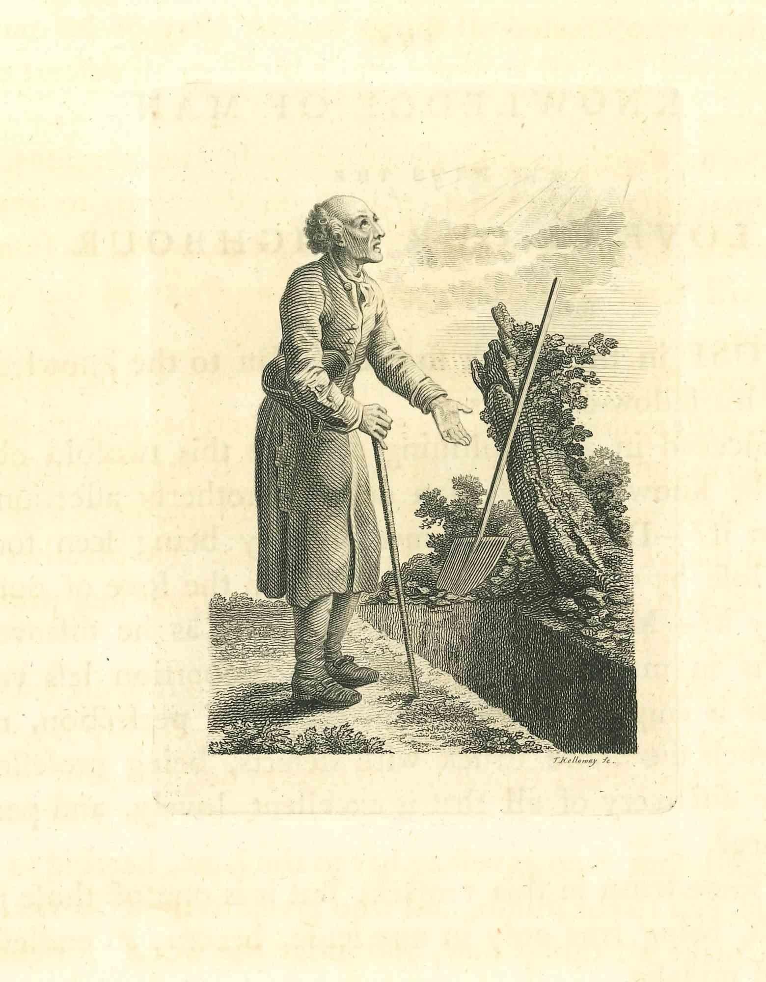 La fisiognomía - La oración es un grabado original realizado por Thomas Holloway para la obra de Johann Caspar Lavater "Essays on Physiognomy, Designed to Promote the Knowledge and the Love of Mankind", Londres, Bensley, 1810. 

Con el guión en la