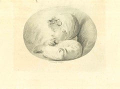 Antique The Profile of a Baby - Original Etching by Thomas Holloway - 1810