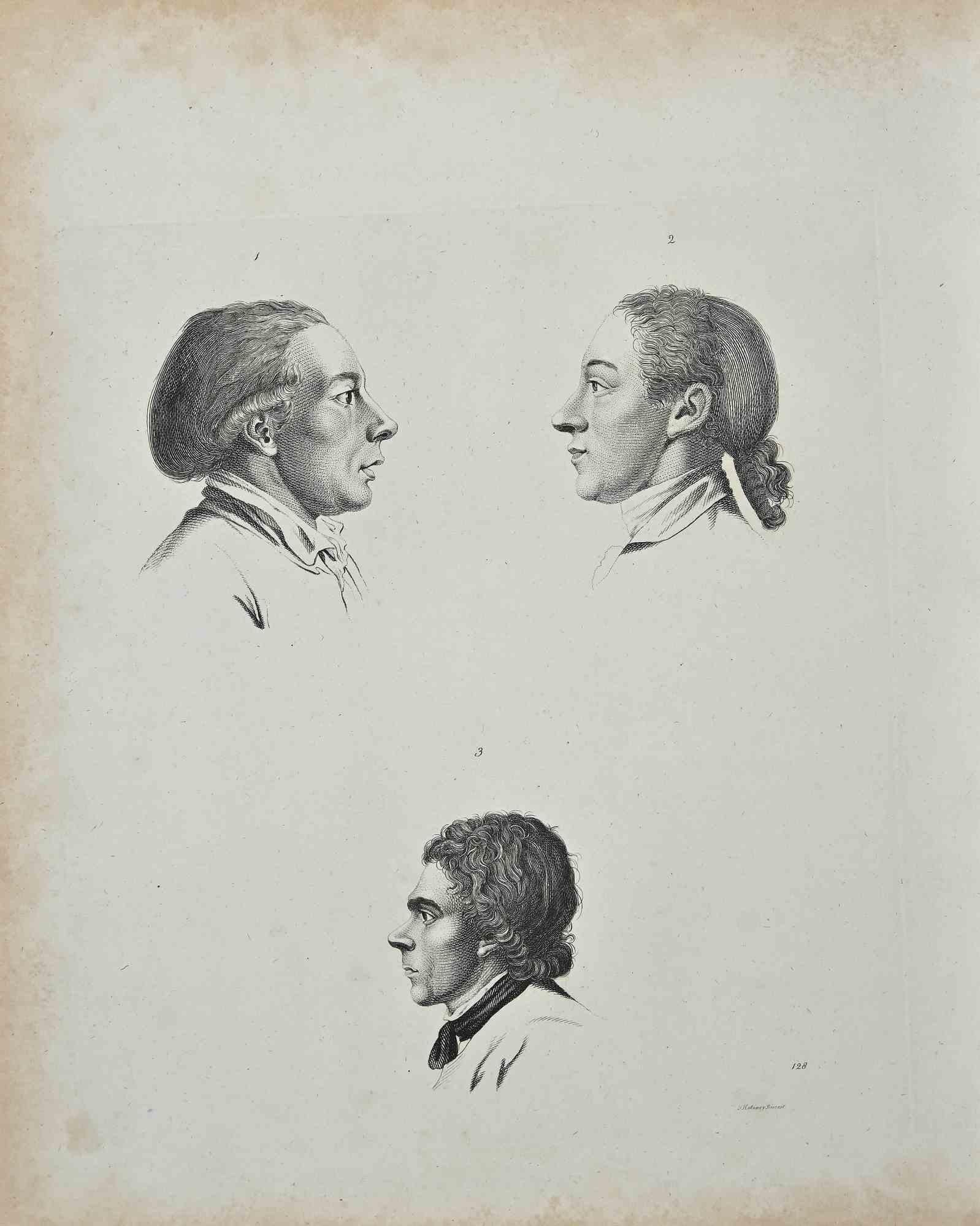 The Profiles of Noblemen is an original etching artwork realized by Thomas Holloway for Johann Caspar Lavater's "Essays on Physiognomy, Designed to Promote the Knowledge and the Love of Mankind", London, Bensley, 1810. 

Good conditions with some