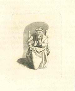 The Seated Maid - The Physiognomy -  Original Etching by Thomas Holloway - 1810