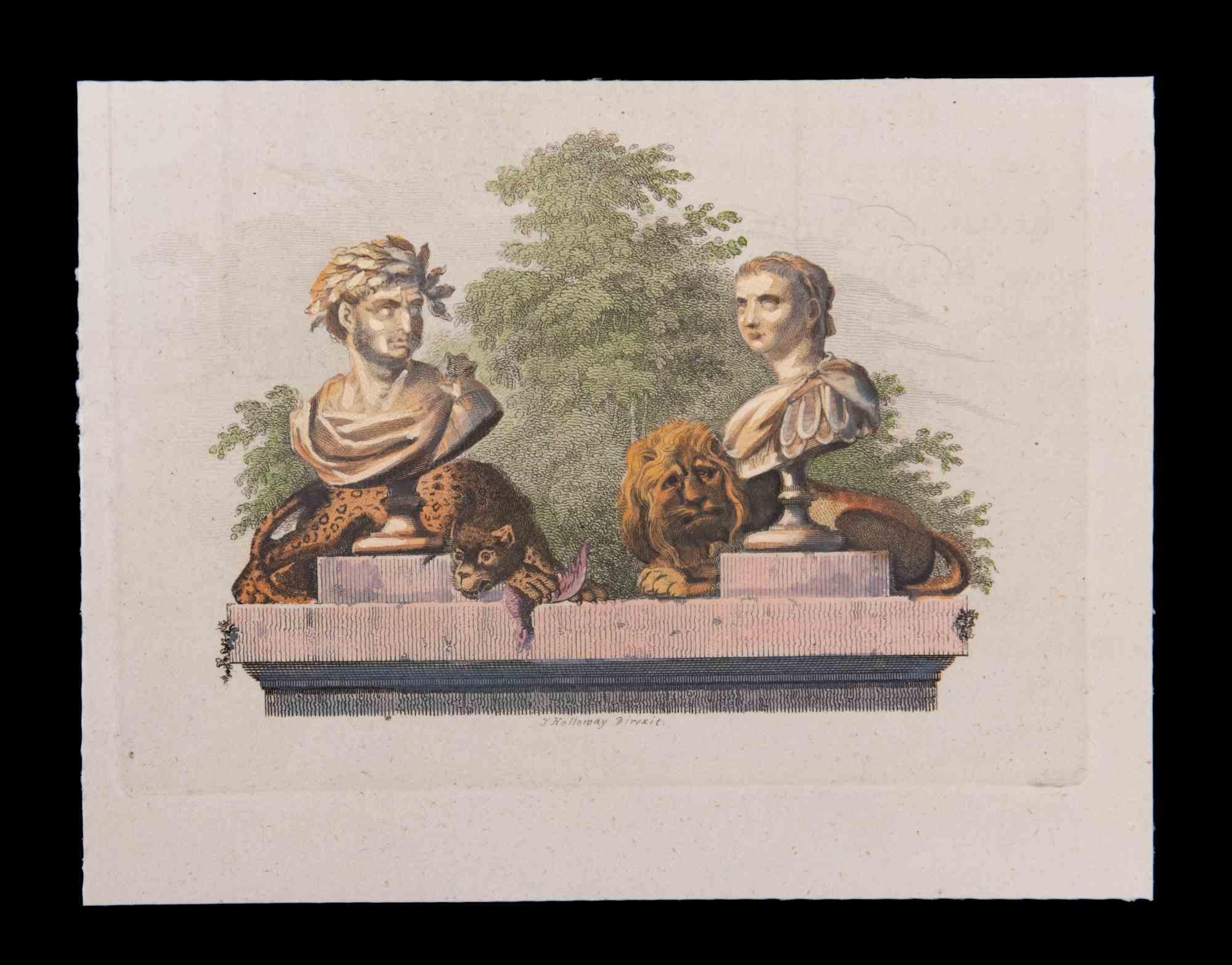 The Statue is an Original Etching hand watercolored realized by Thomas Holloway in the late 18th Century.

The artwork is in good condition.

Stamp Signed on the lower margin.