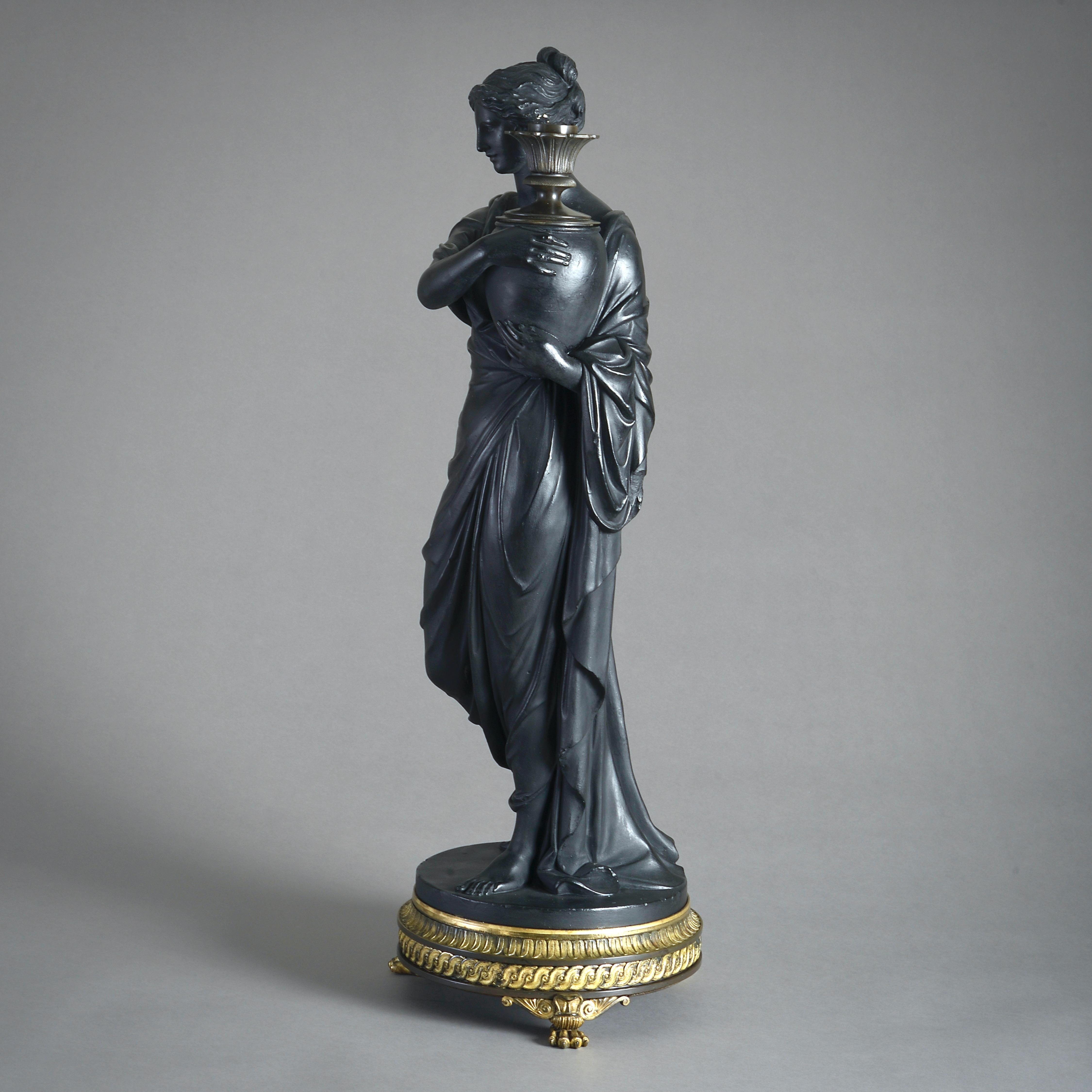 XIX secolo Thomas Hopper Figura in gesso bronzato in vendita