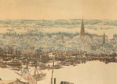 New York from Brooklyn, Hand-Colored Engraving, 19th Century