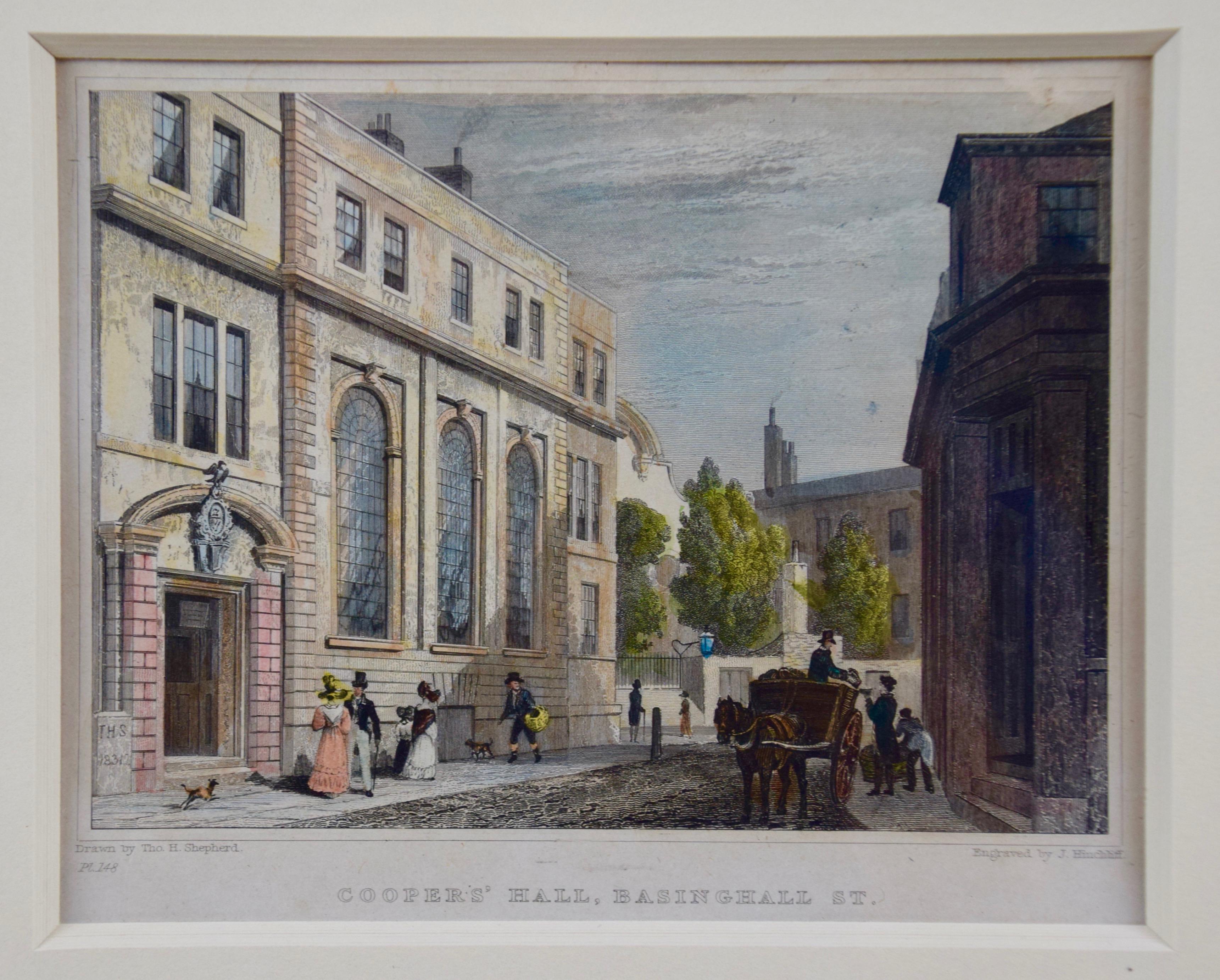 Three 19th C. Hand Colored Engravings of London Architecture by T. Shepherd For Sale 4