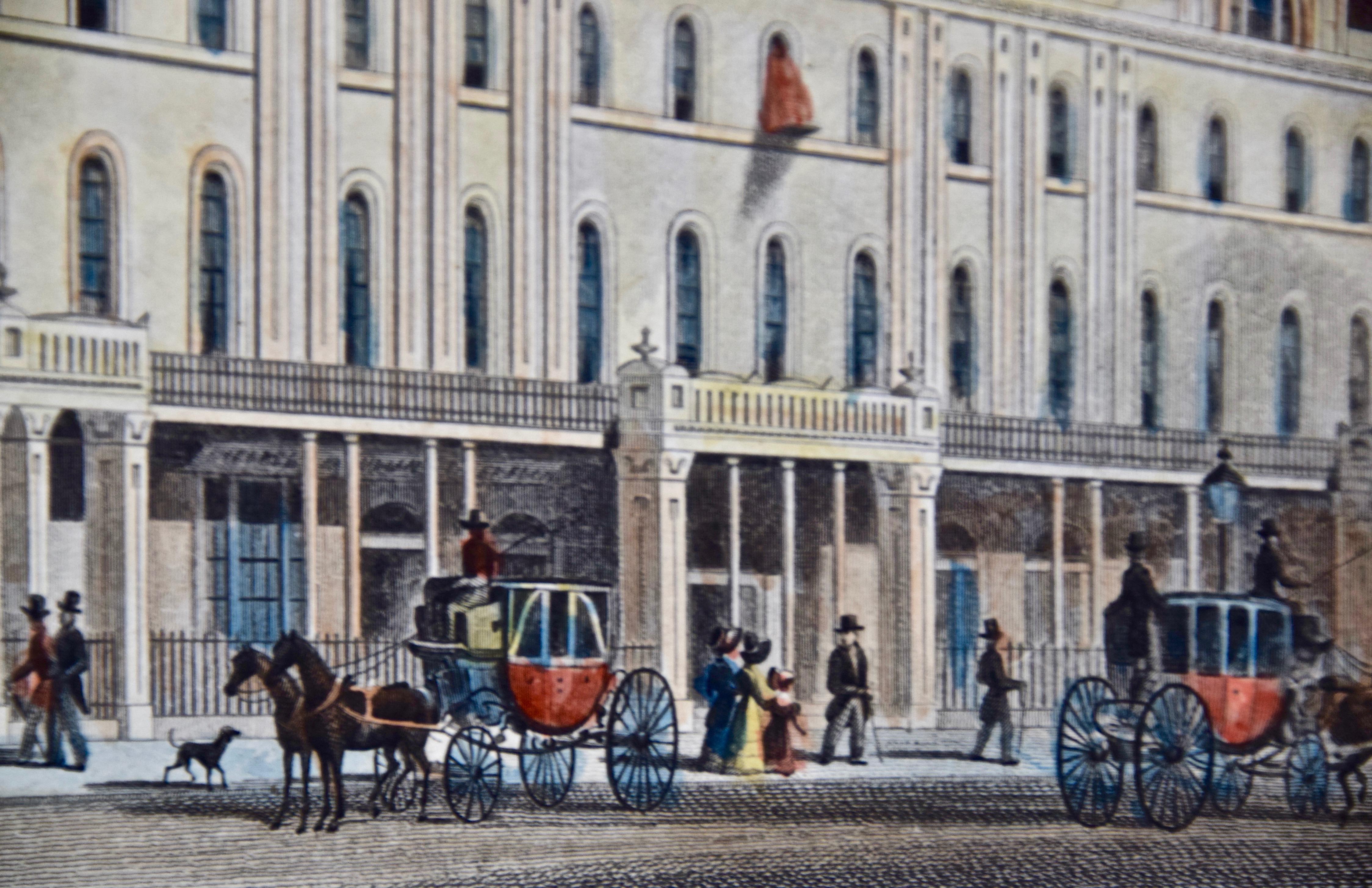 Tre incisioni colorate a mano di architettura londinese del XIX secolo di I.C. Shepherd - Print Grigio di Thomas Hosmer Shepherd