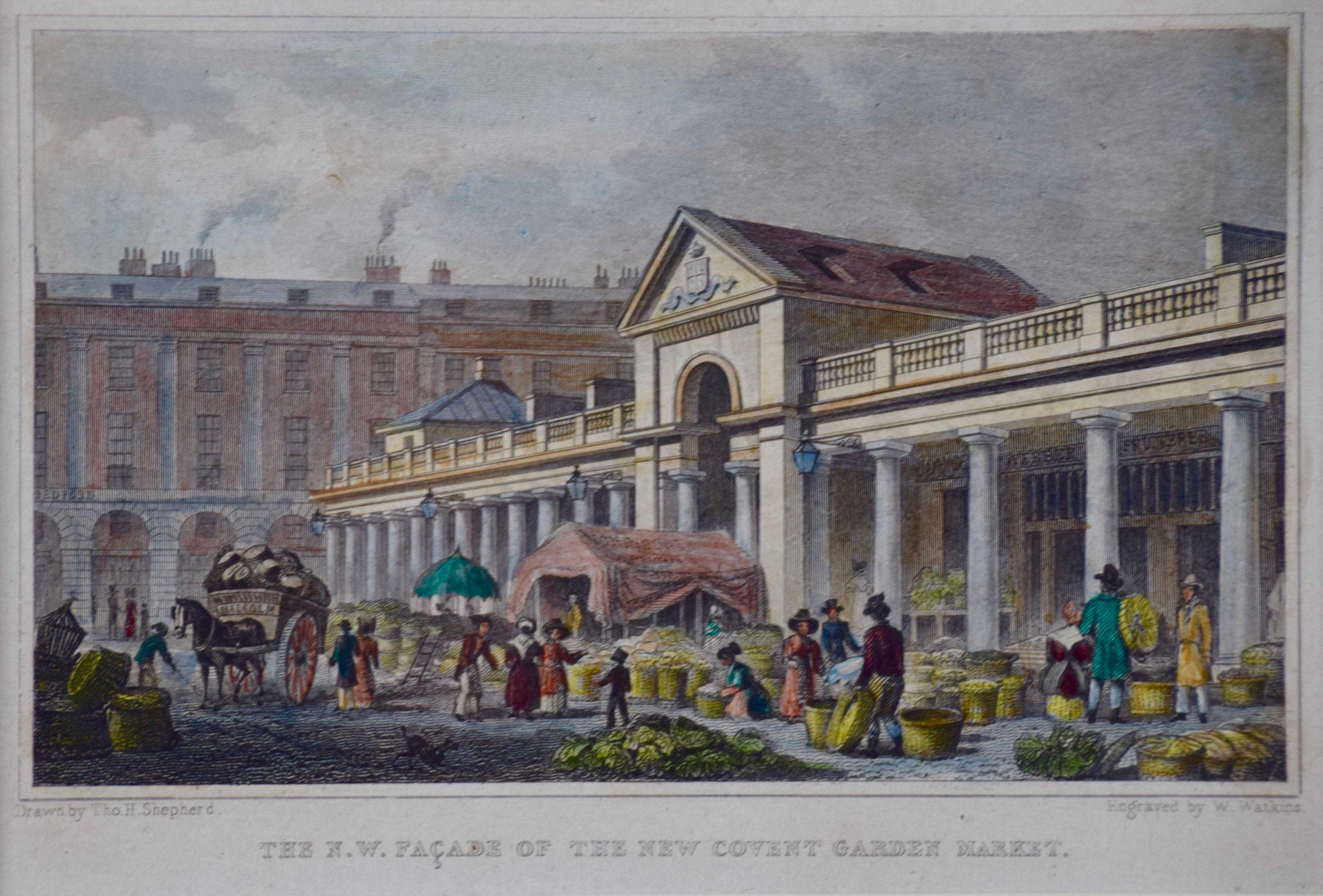 Tre incisioni colorate a mano di architettura londinese del XIX secolo di I.C. Shepherd in vendita 3