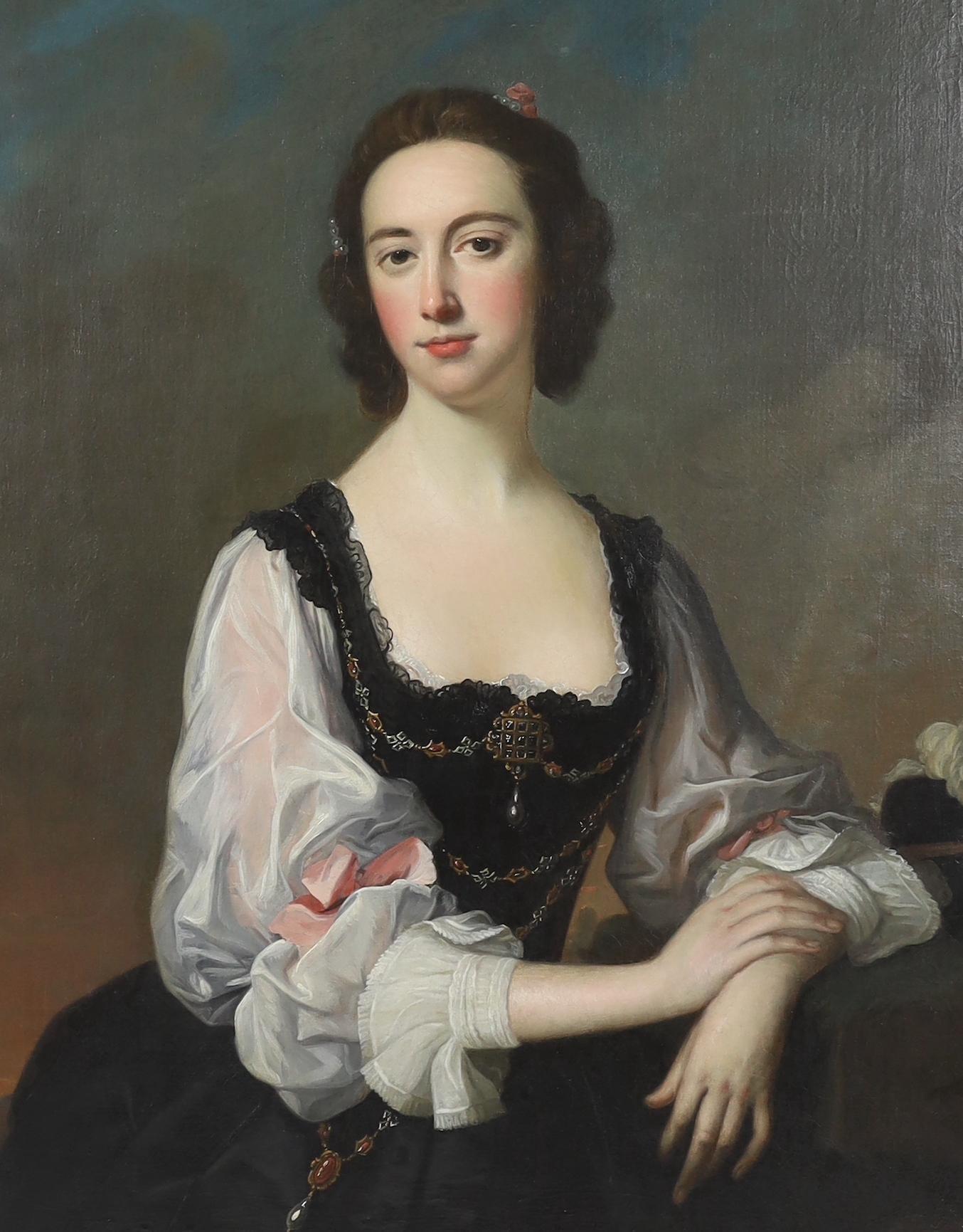 18th century portrait of Miss Furneaux-Pelham - Painting by Thomas Hudson