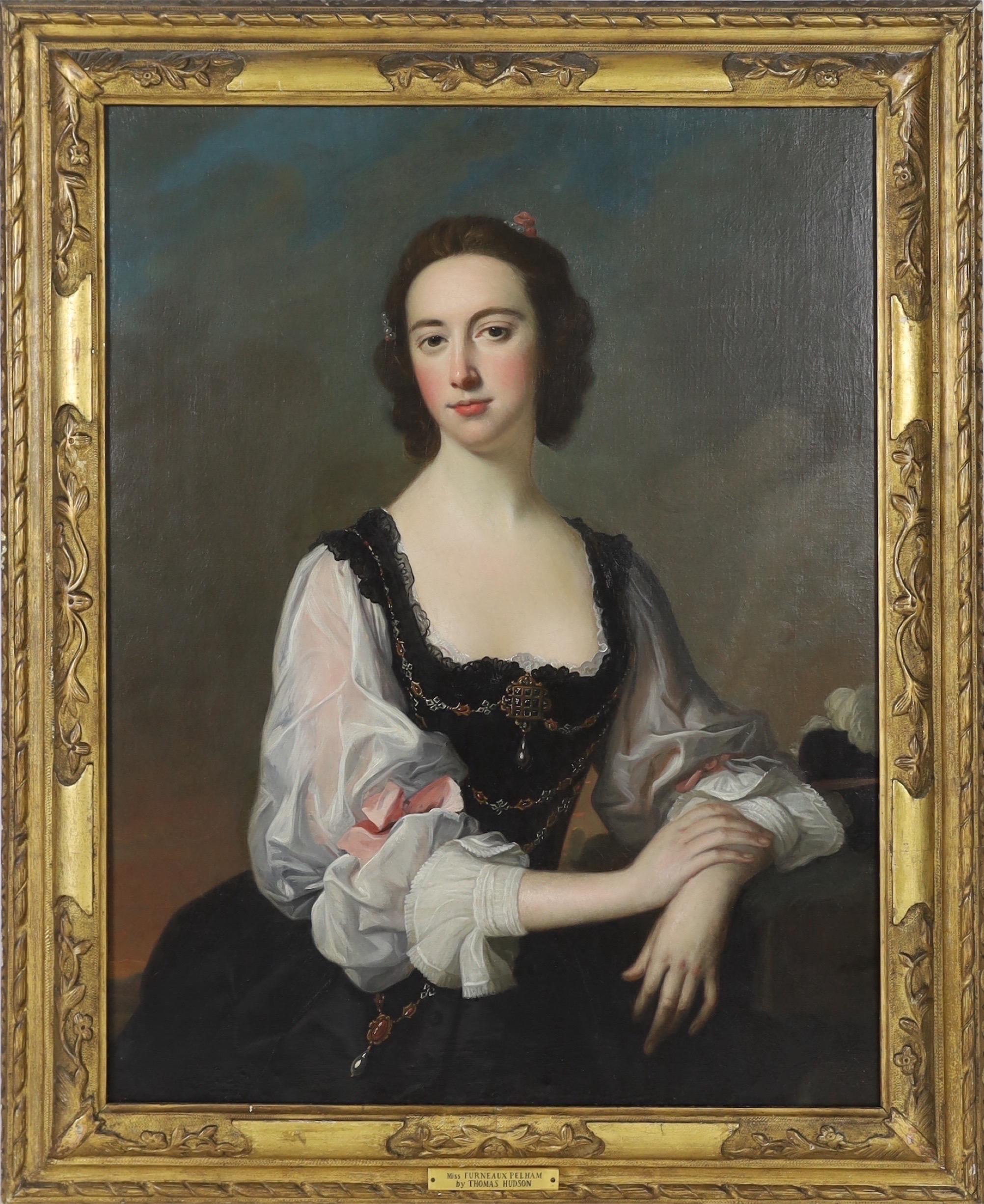 Thomas Hudson Portrait Painting - 18th century portrait of Miss Furneaux-Pelham
