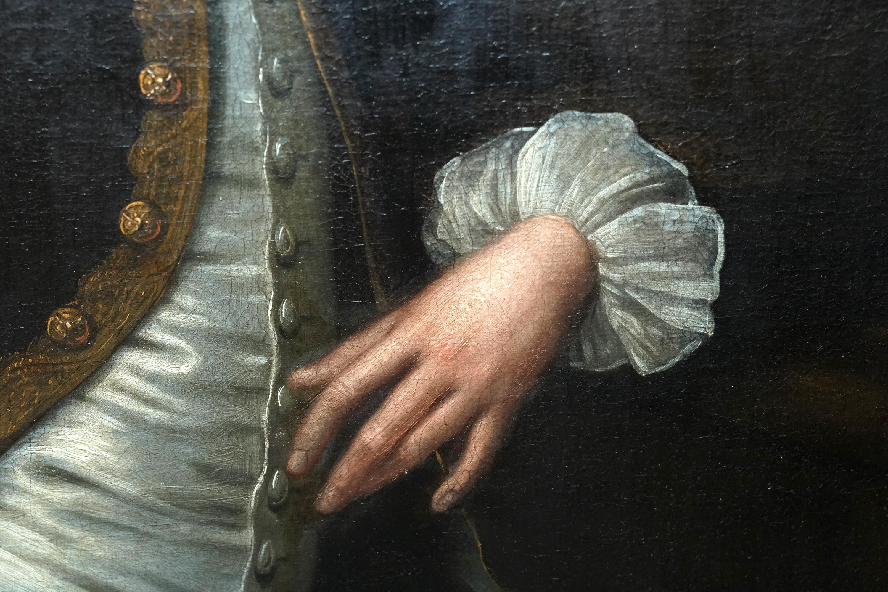 Portrait of a Gentleman - British Old Master c1750 art oil painting For Sale 2