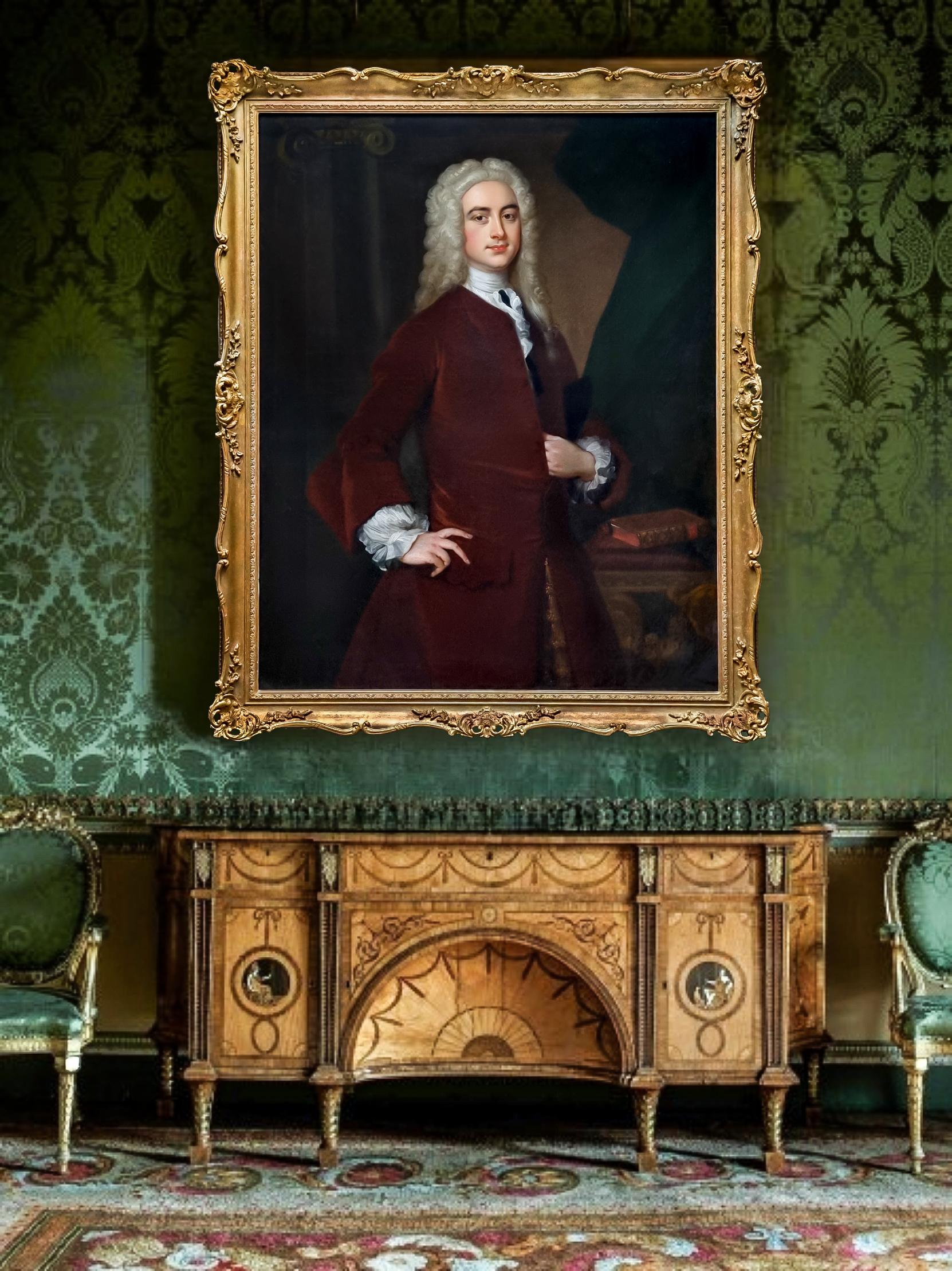 Portrait of a Gentleman Townsend Andrews (1702-1737) c.1725
Circle of Thomas Hudson (1701-1779) 

This striking portrait, presented by Titan Fine Art, is an exquisite example of the English eighteenth century Grand Manner portrait.  The dashing