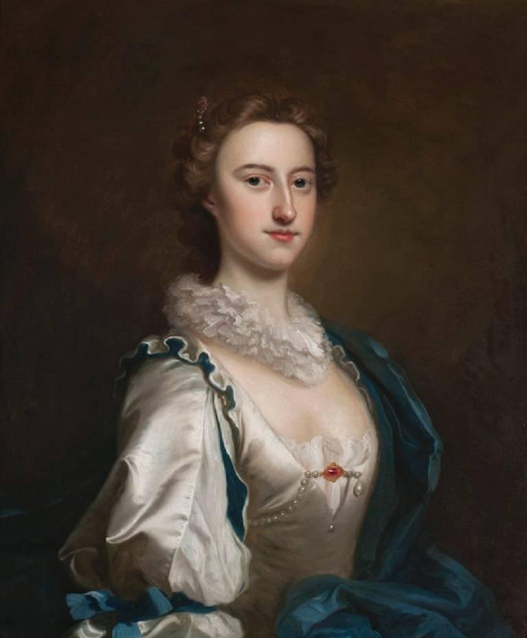 Portrait Painting Thomas Hudson - Portrait d'une dame, Huile des Maîtres anciens du 18ème siècle