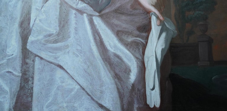 Portrait of a Lady with White Gloves - British 18thC art Old Master oil ...