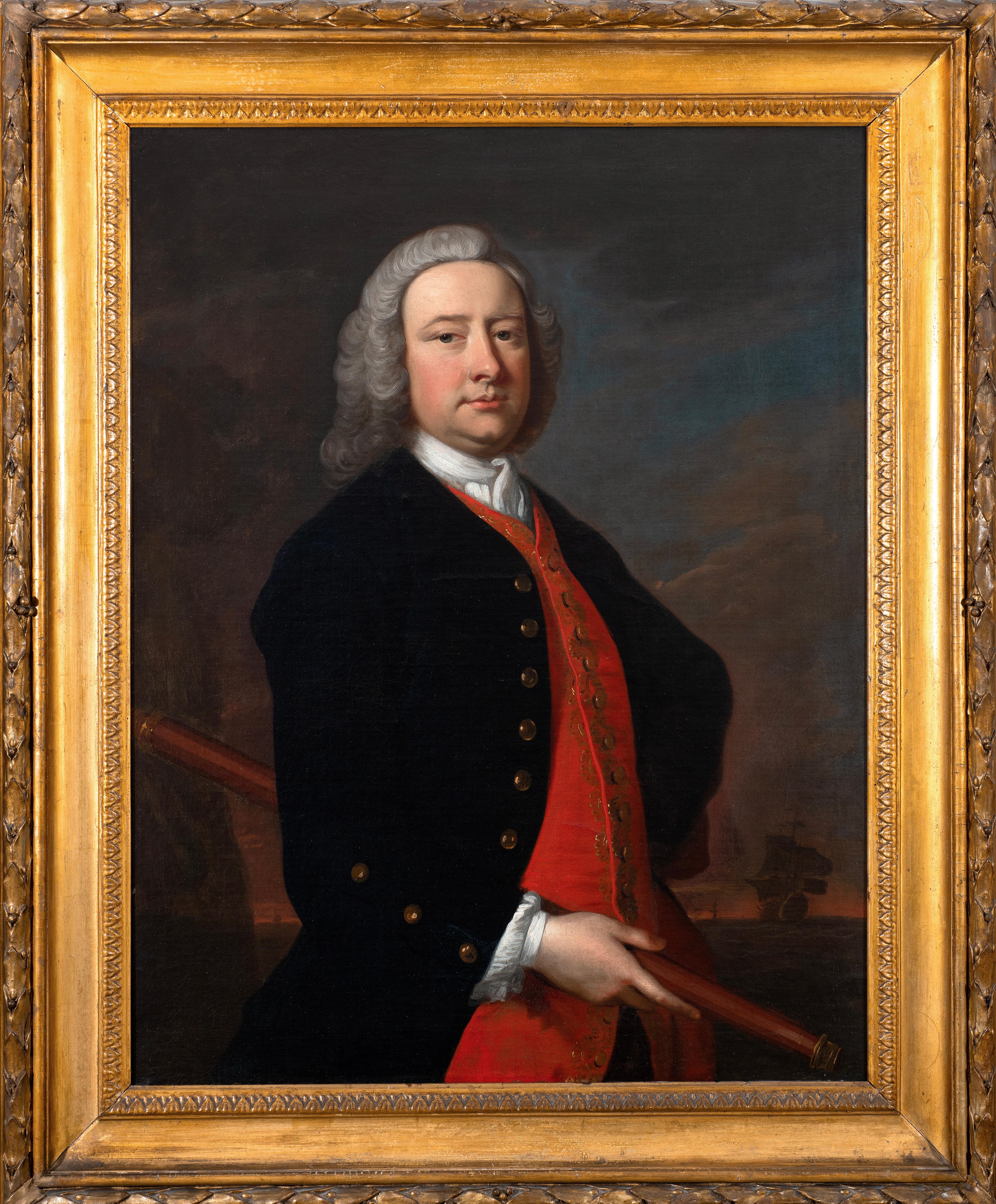 Thomas Hudson Portrait Painting - Portrait of a senior naval officer, c. 1750s