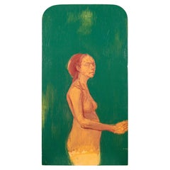 Thomas Thomas Contemporary Figurative Nude Signed Oil Painting on Panel 1990