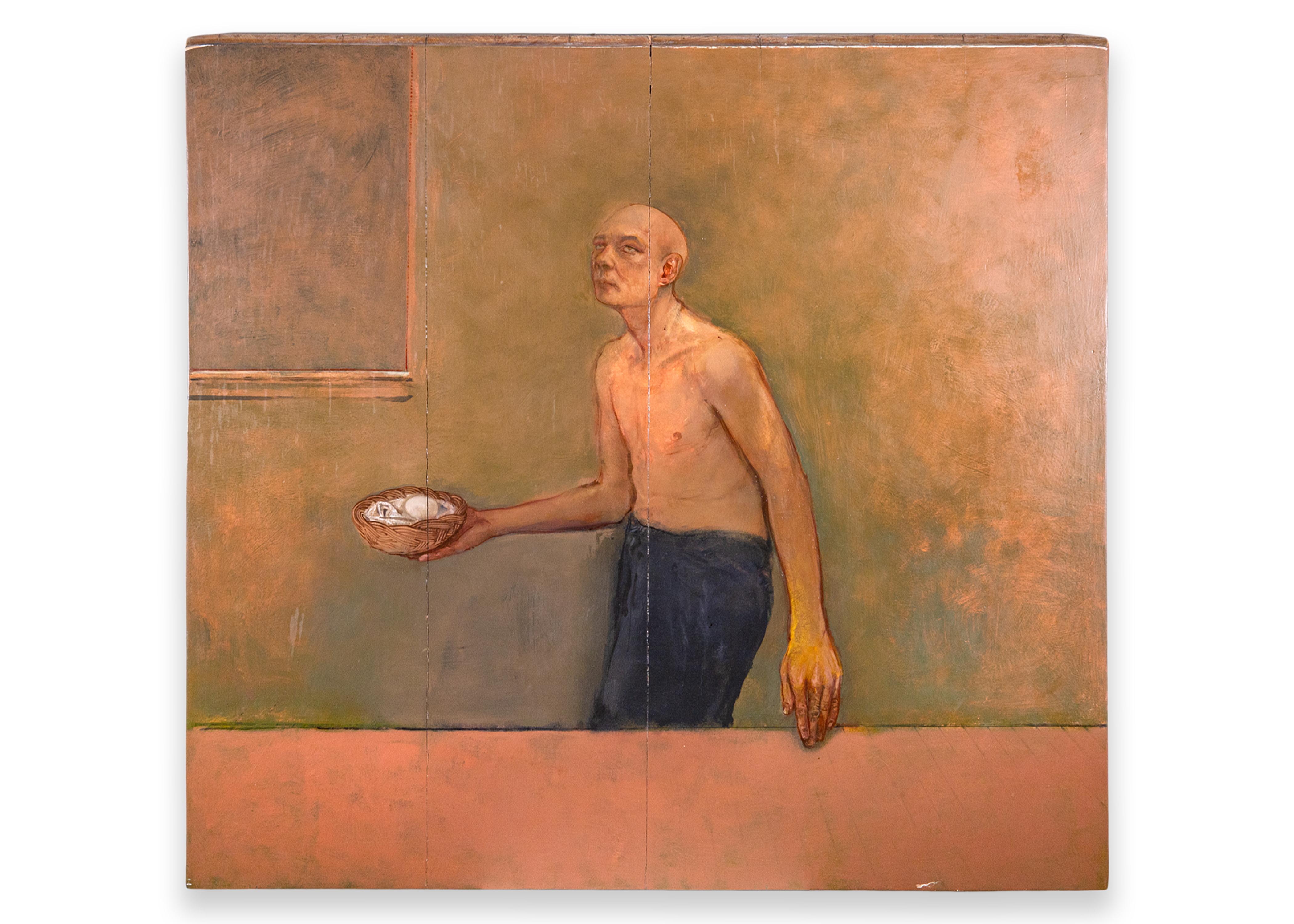 Thomas Humes Signiert Zeitgenössische Figurative Ölgemälde auf Karton Diptychon 1995 im Angebot 4