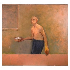 Thomas Humes Signé Contemporary Figurative Oil Painting on Board Diptych 1995