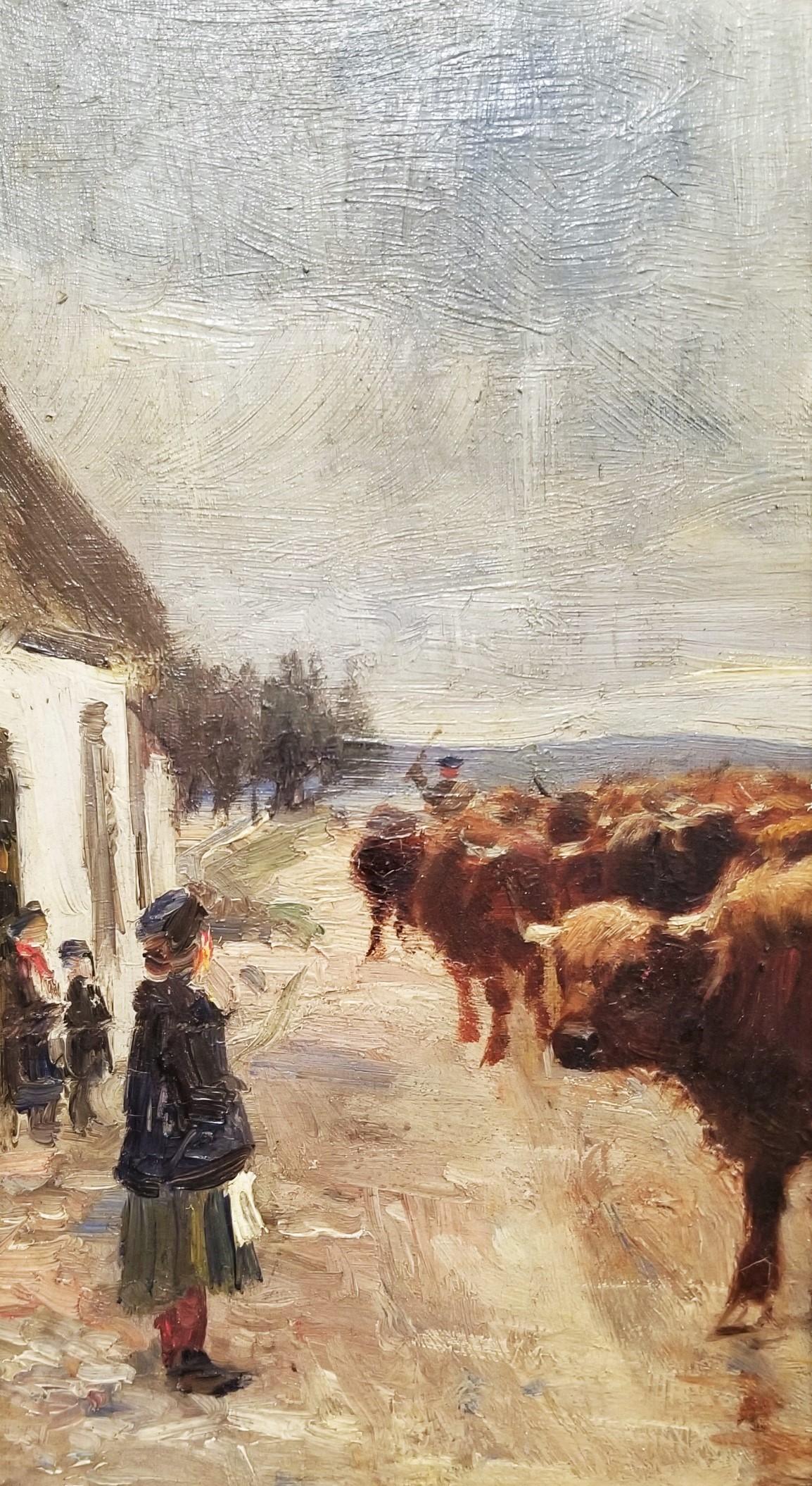 Unsold Cattle Returning from the Fair /// Victorian British Cows Oil Painting For Sale 6