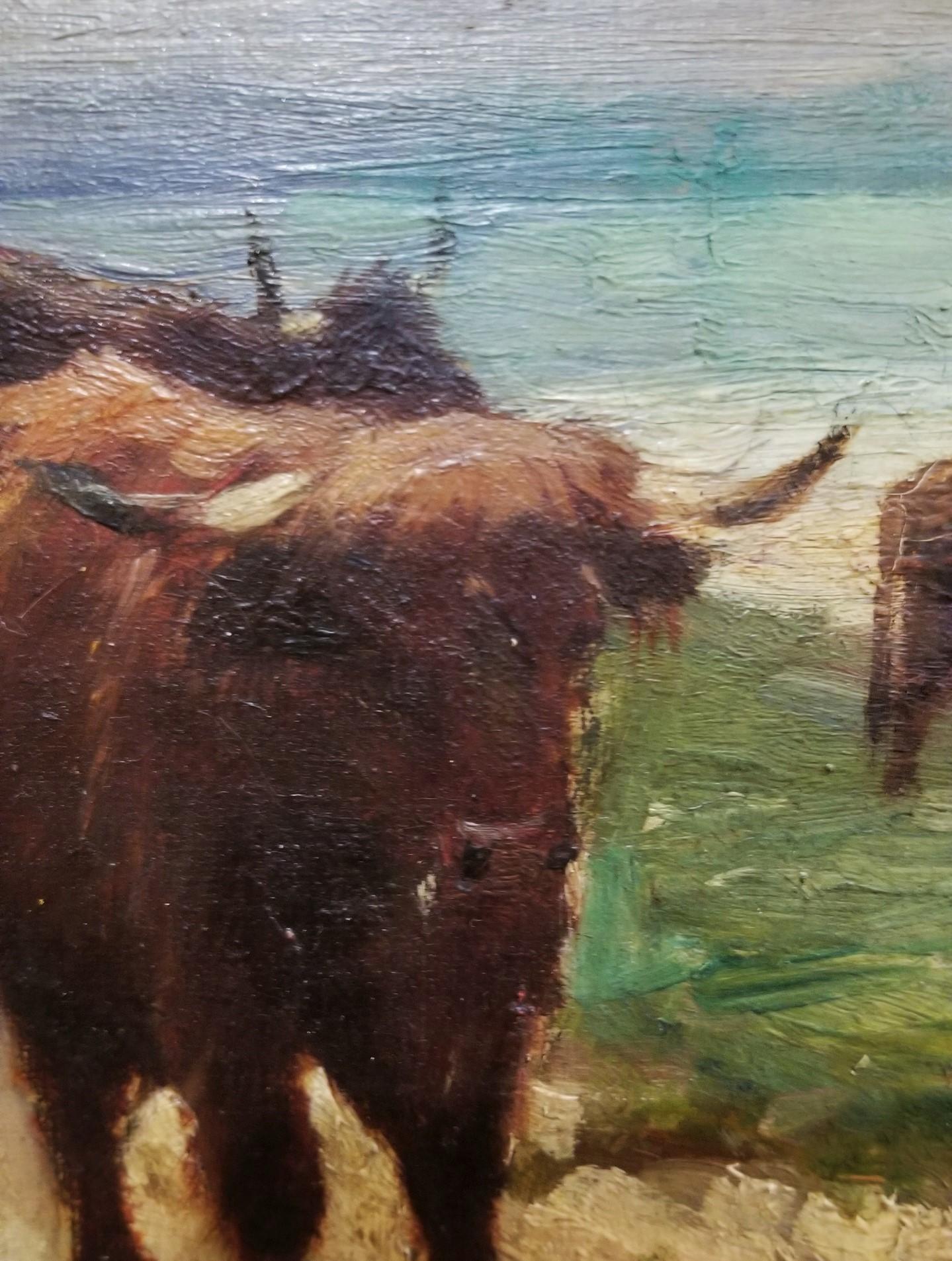 Unsold Cattle Returning from the Fair /// Victorian British Cows Oil Painting For Sale 9