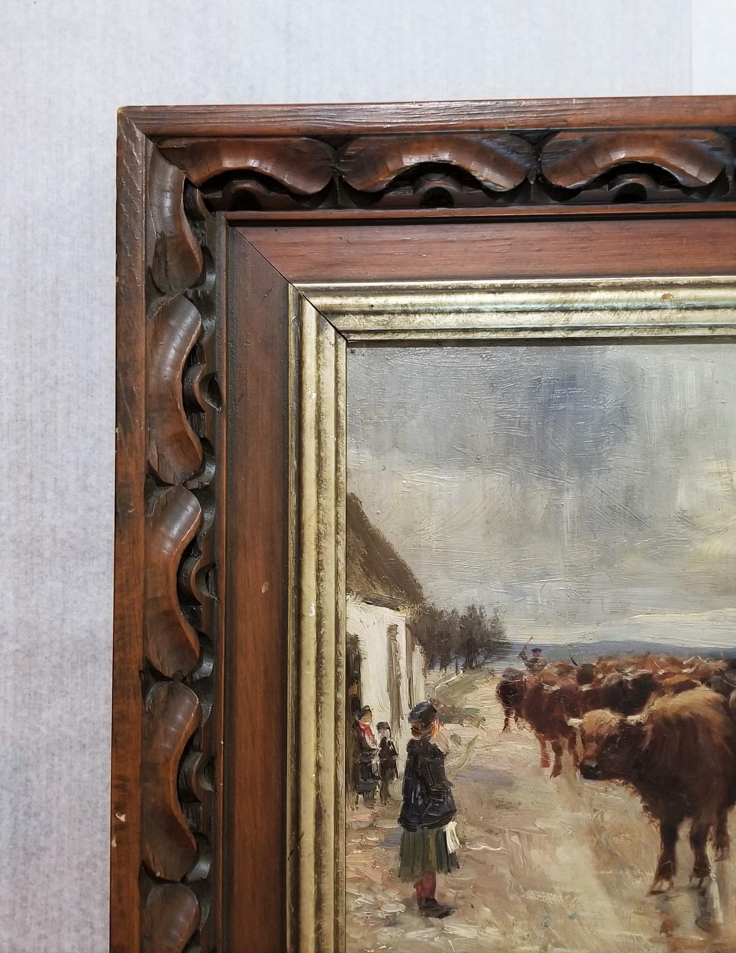 Bouteille non livrée de l'exposition /// Peinture à l'huile de vaches britanniques victoriennes - Marron Animal Painting par Thomas Hunt (1854-1929)