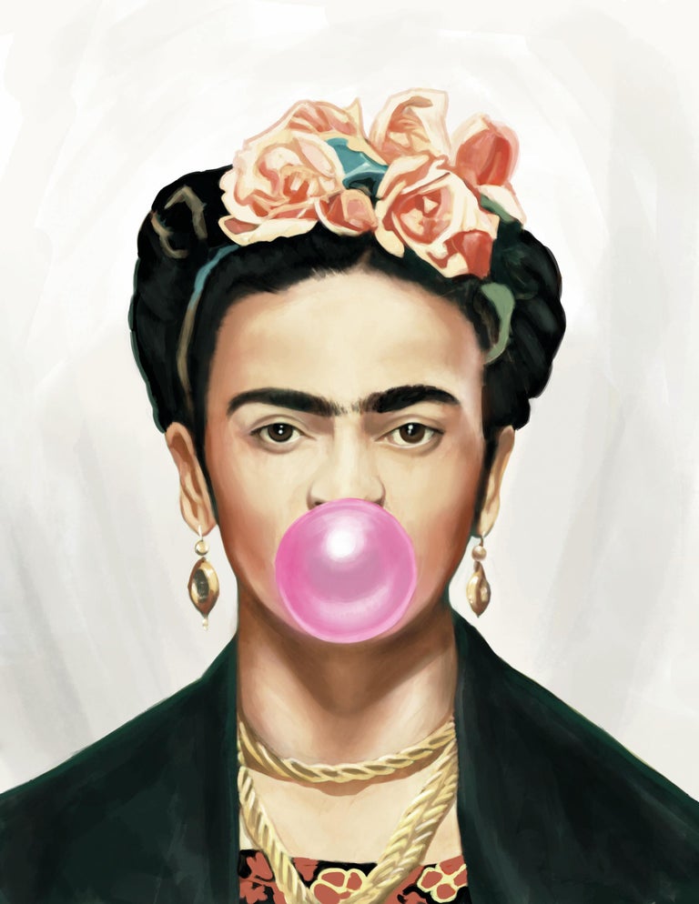 Thomas Hussung Abstract Print - Frida Kahlo Bubble Gum, 22" by 17"
