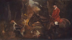 Antique Foxhunting oil painting attributed to Thomas Ivester Lloyd