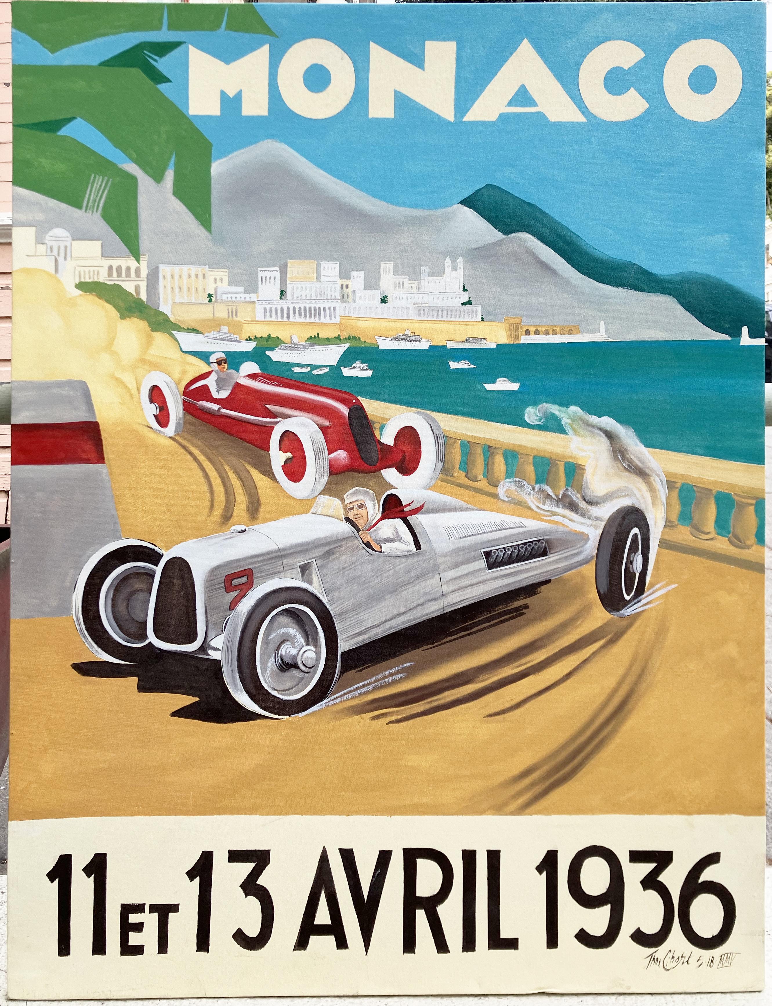 Monaco, 11 et 13 avril 1936 - Art déco Painting par Thomas J. Cibort