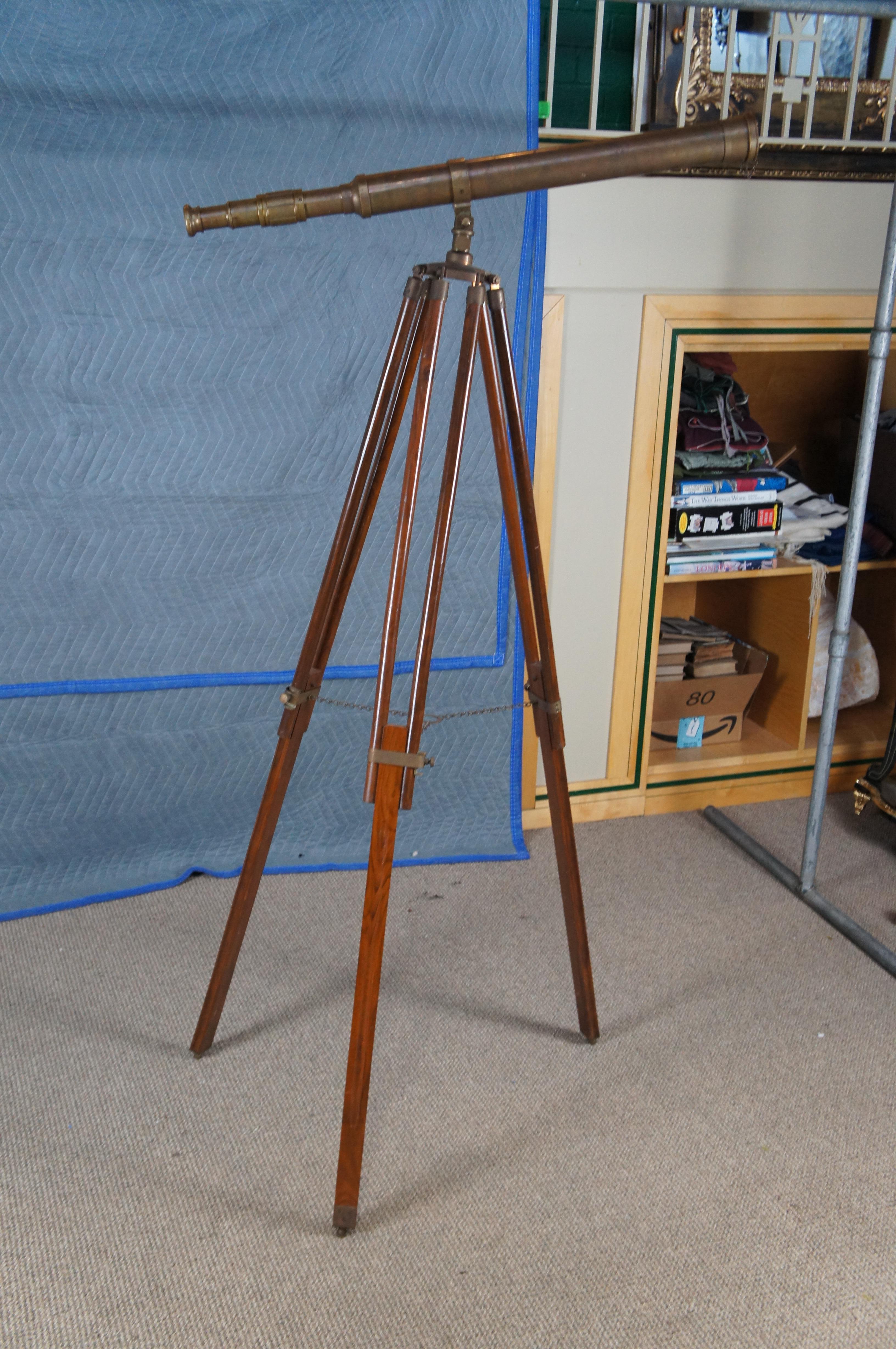 Thomas J. Evans English Brass Nautical Telescope Adjustable Tripod Stand London 2