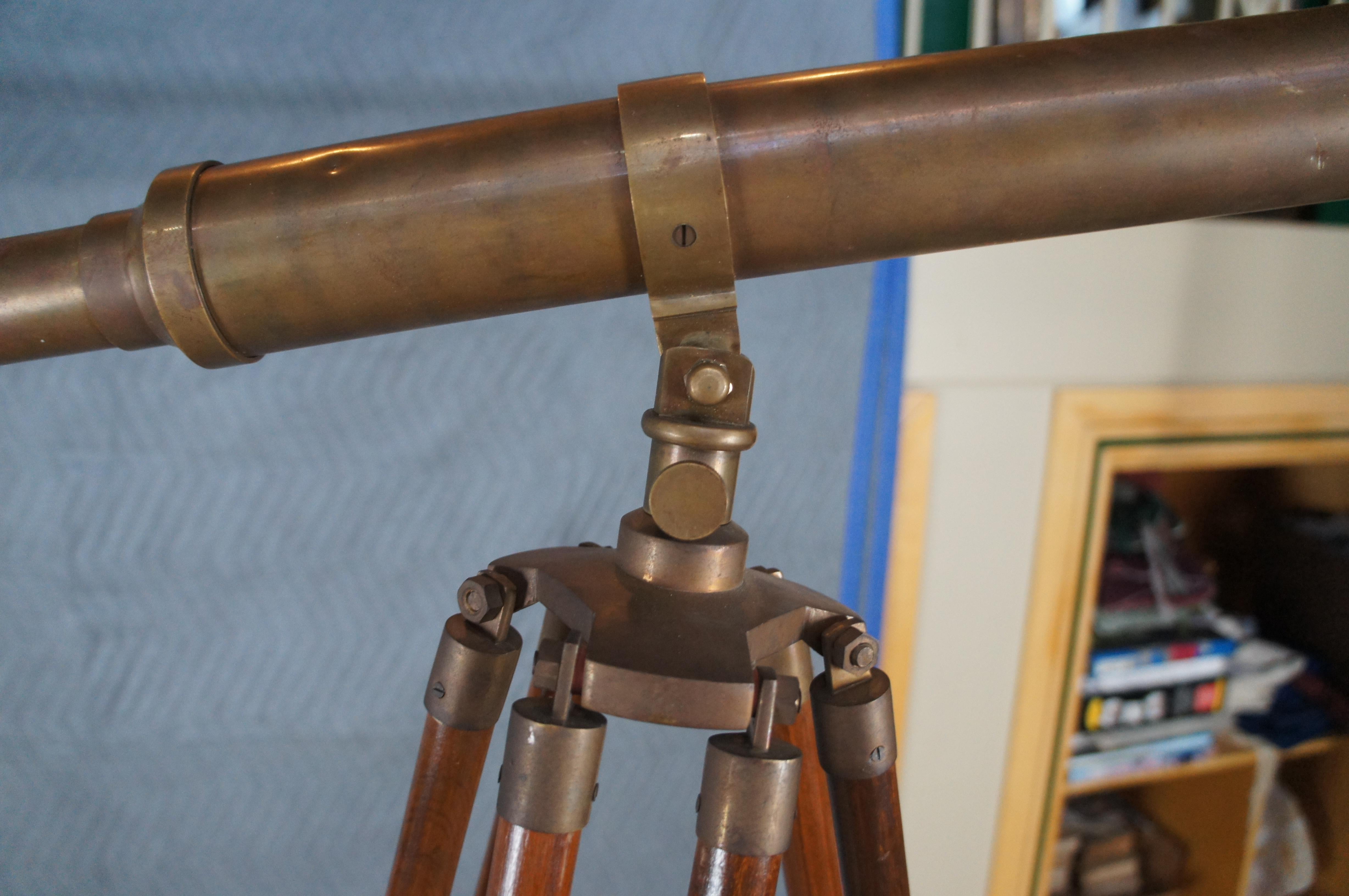 Thomas J. Evans English Brass Nautical Telescope Adjustable Tripod Stand London 3