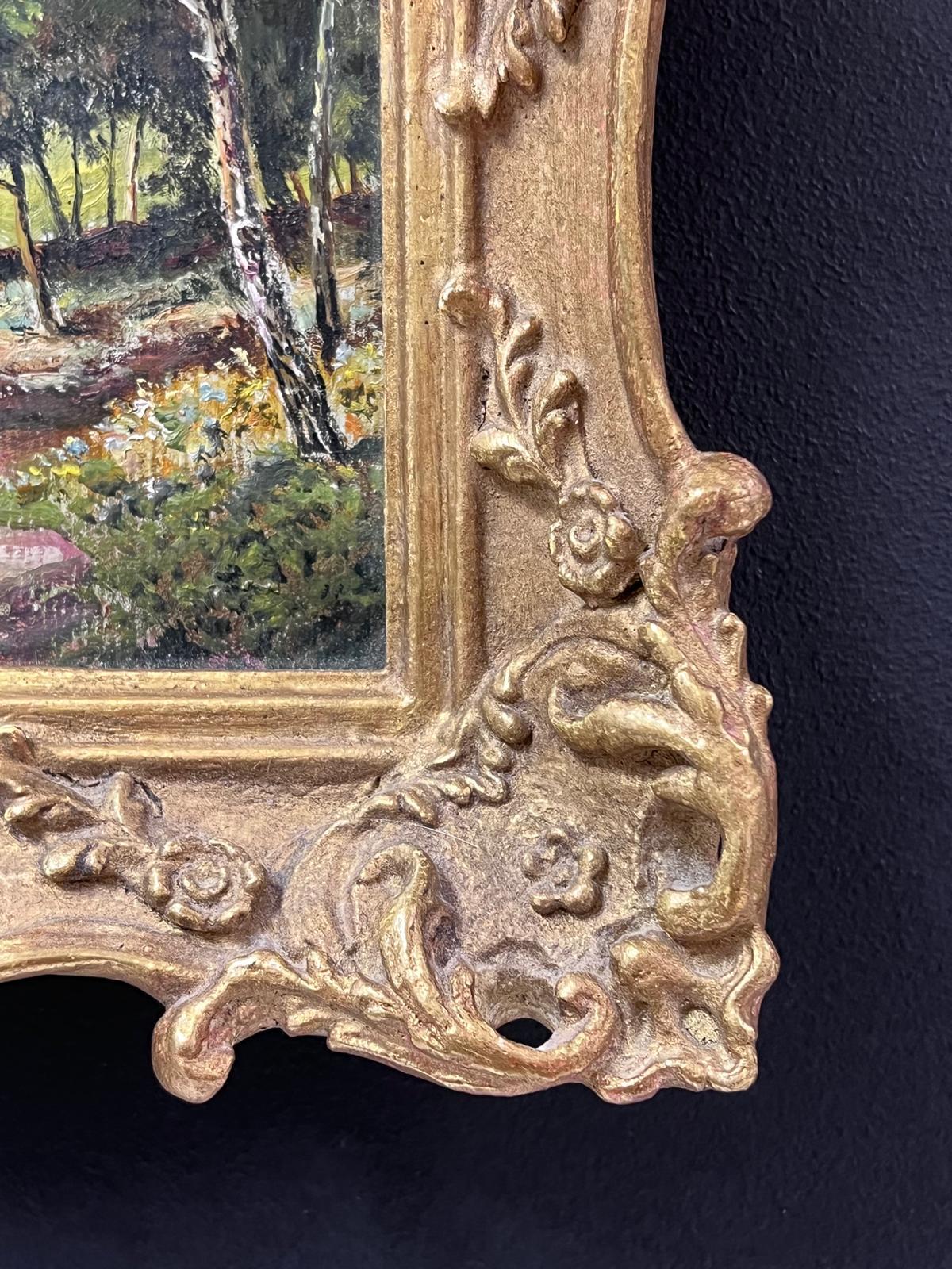 Recogida de moras
Óleo victoriano de Thomas James Purchas (británico, 1855-1930)
con placa identificativa para enmarcar
pintura al óleo sobre tabla, enmarcada en un marco dorado con roleos ornamentados
enmarcado: 8,5 x 11 pulgadas
tablero: 5,25 x